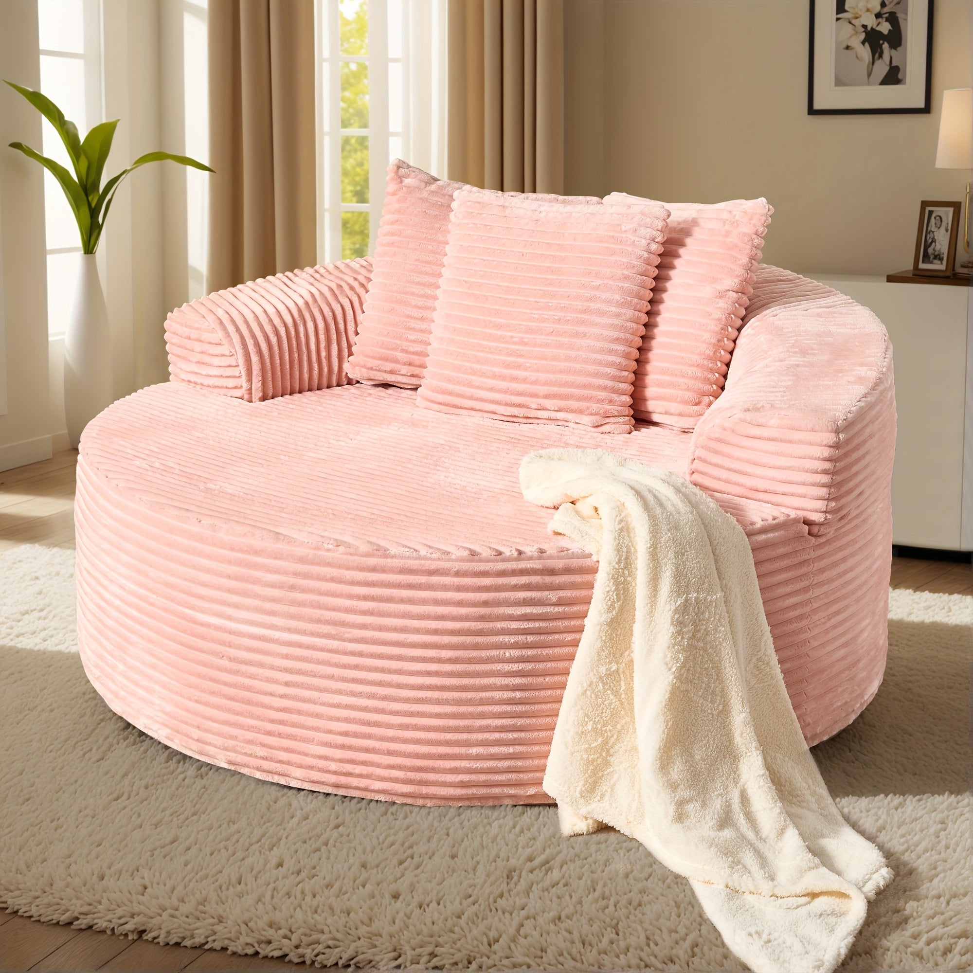 58.28" Wide Oversized Round Chaise Lounge Chair