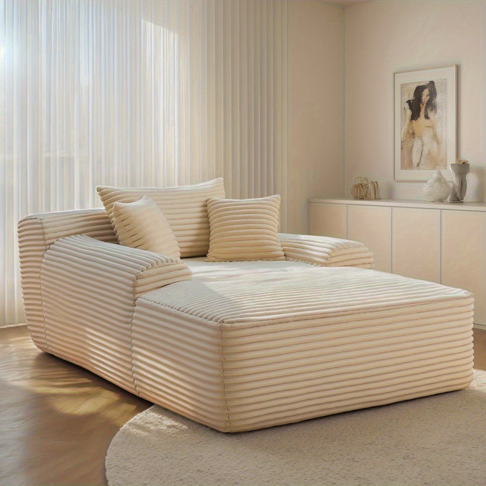 No Assembly Required 47'' Corduroy Indoor Chaise Lounge Chair Upholstered