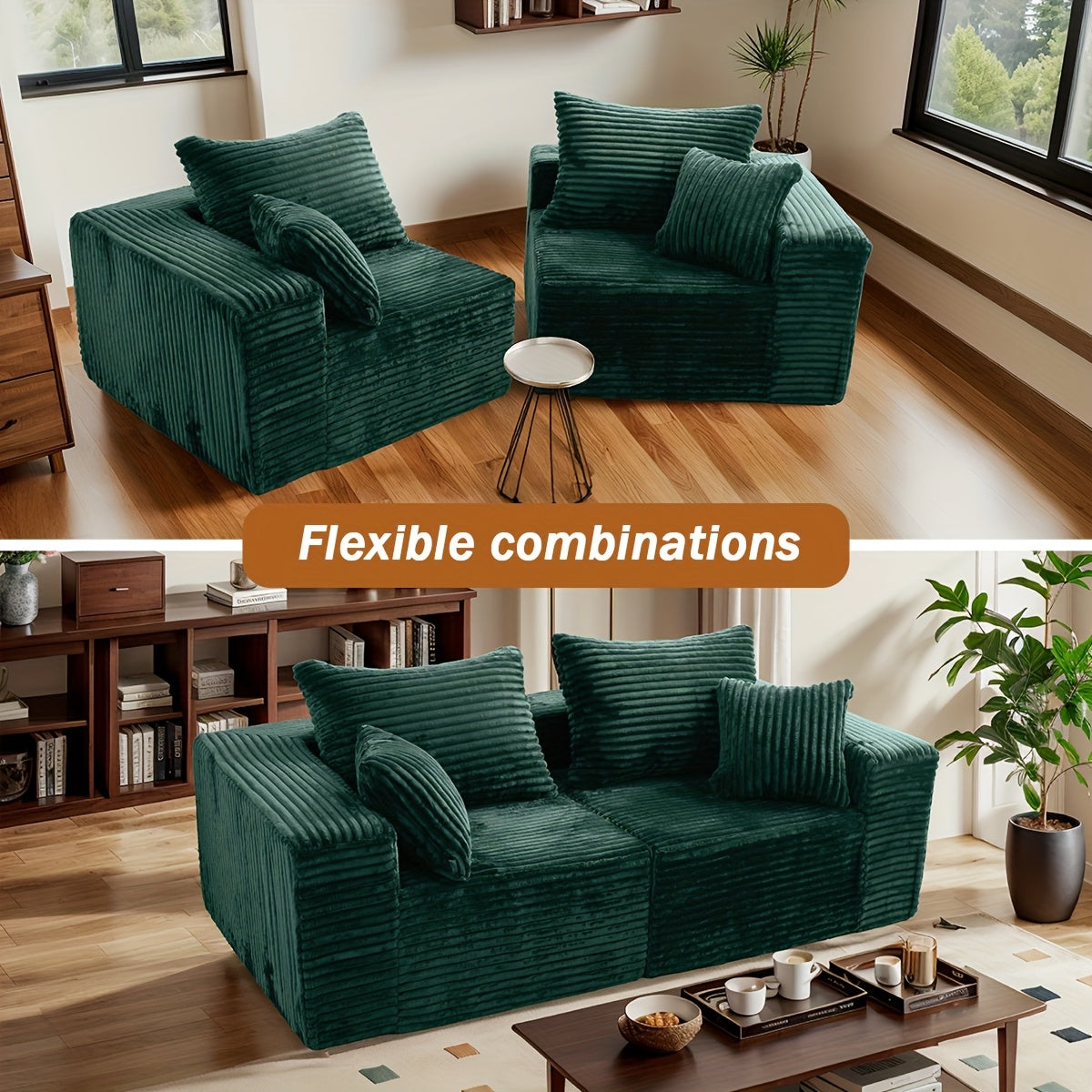 2PCS Sofa Cloud Couch Set Memory Foam Cushioning