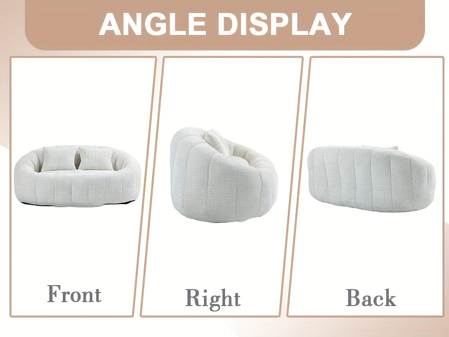 Oval Padded Loveseat Boneless Couch For Living Room