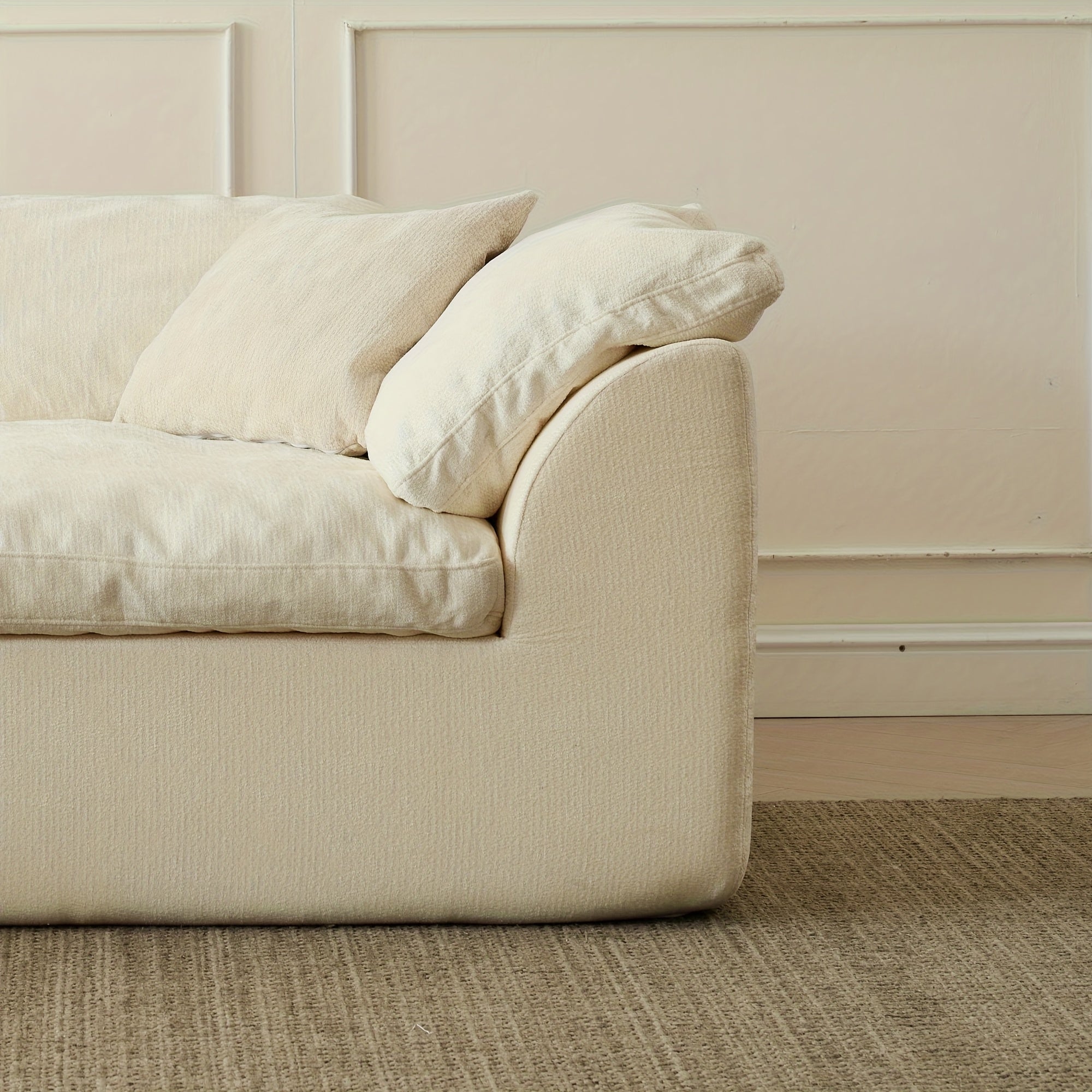 109" Modern L-Shape Boneless Couch with Ottoman