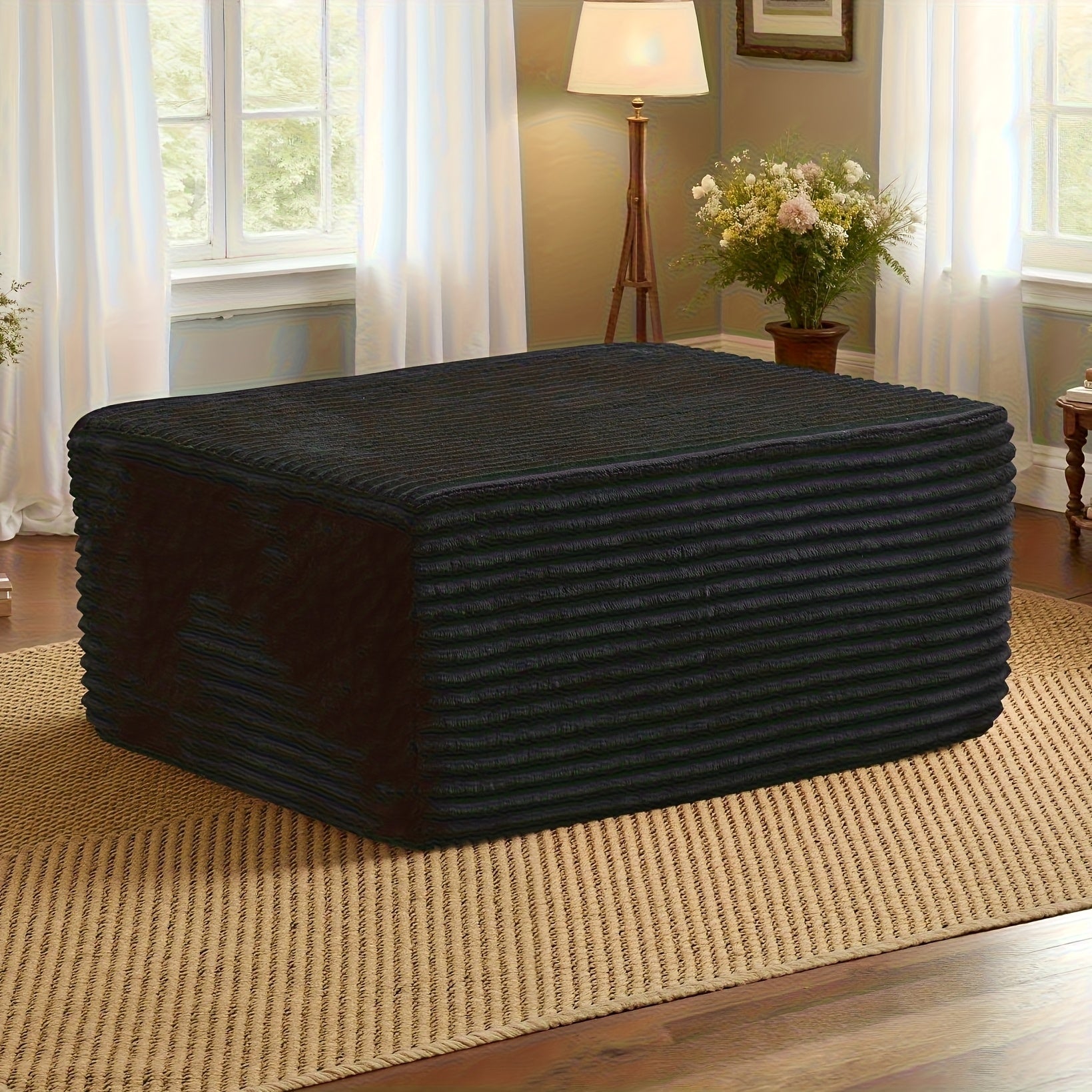 Corduroy Sofa Ottoman with Foam-Filled No Assembly Required