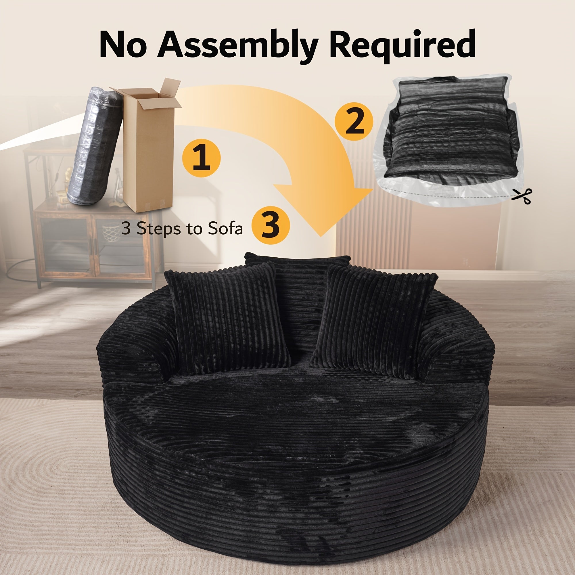 58.28" Wide Oversized Round Chaise Lounge Chair