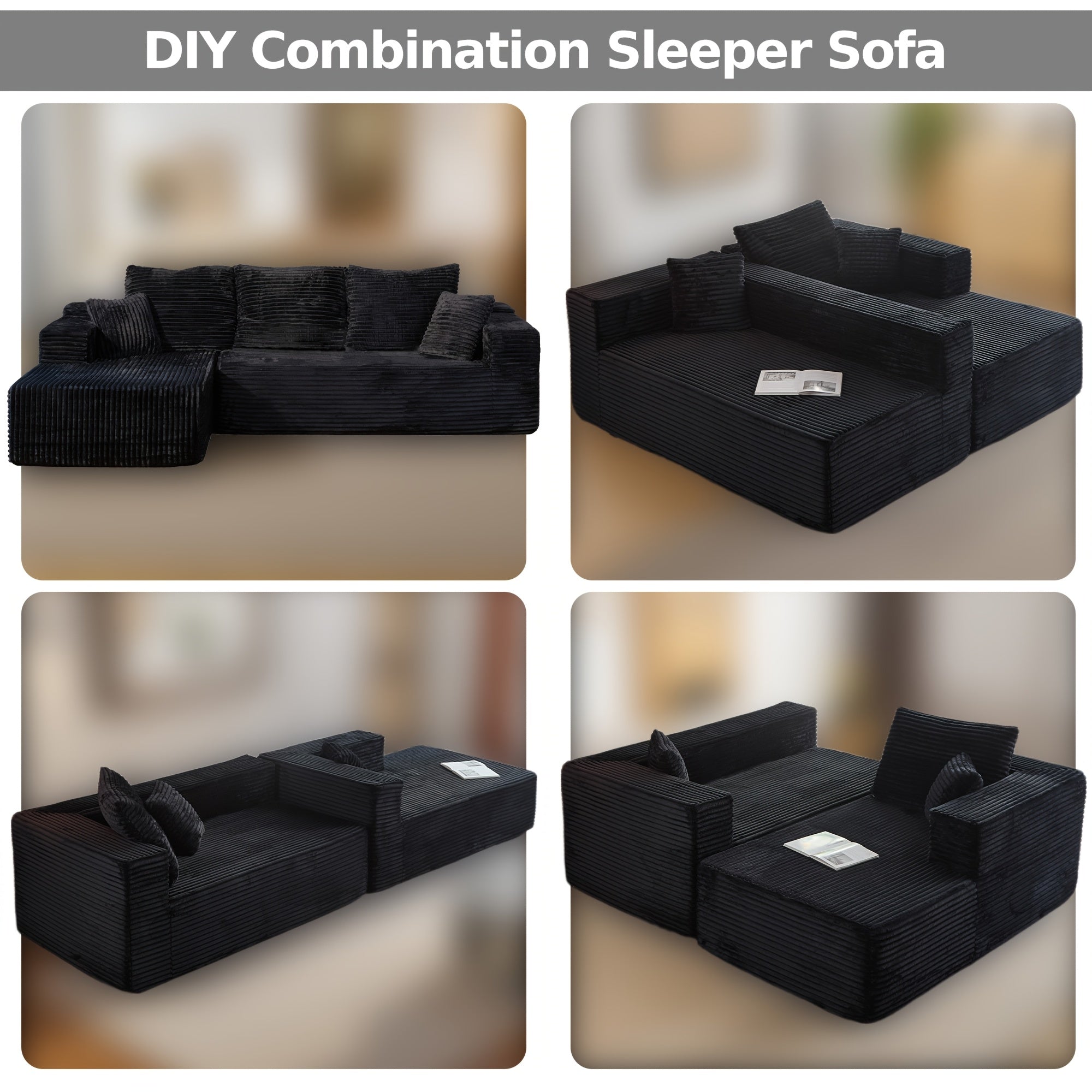 108" Oversized L Shaped Boneless Couch With Chaise No Assembly Required