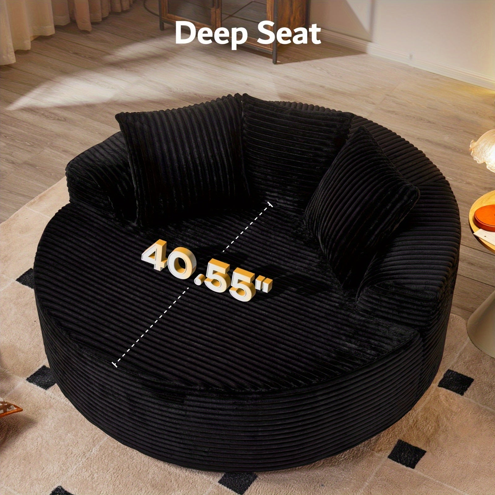 58.28" Wide Oversized Round Chaise Lounge Chair