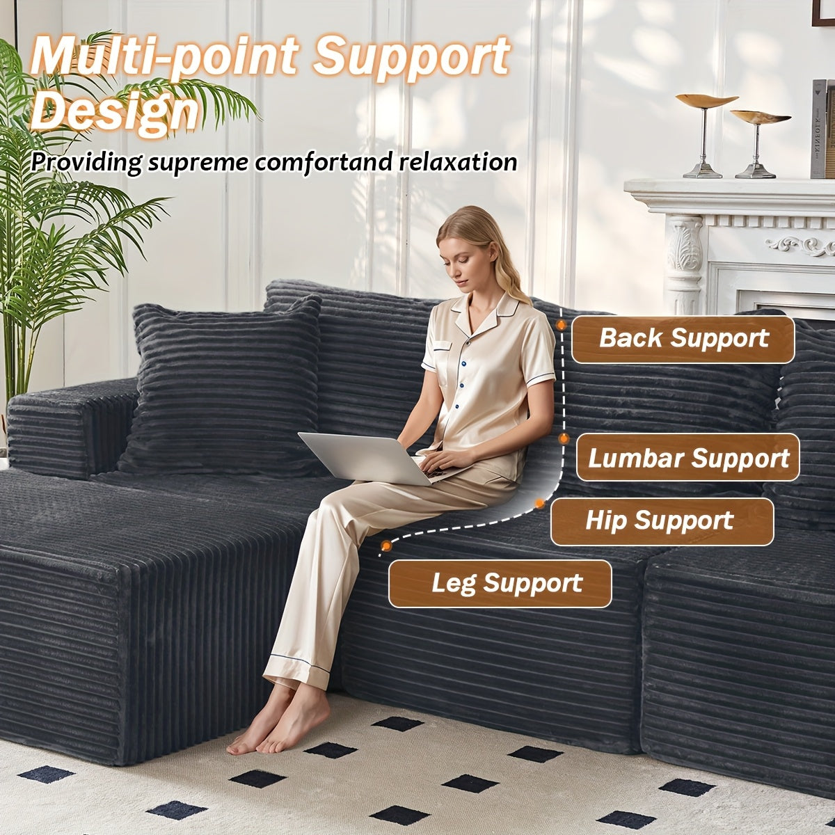 2PCS Sofa Cloud Couch Set Memory Foam Cushioning