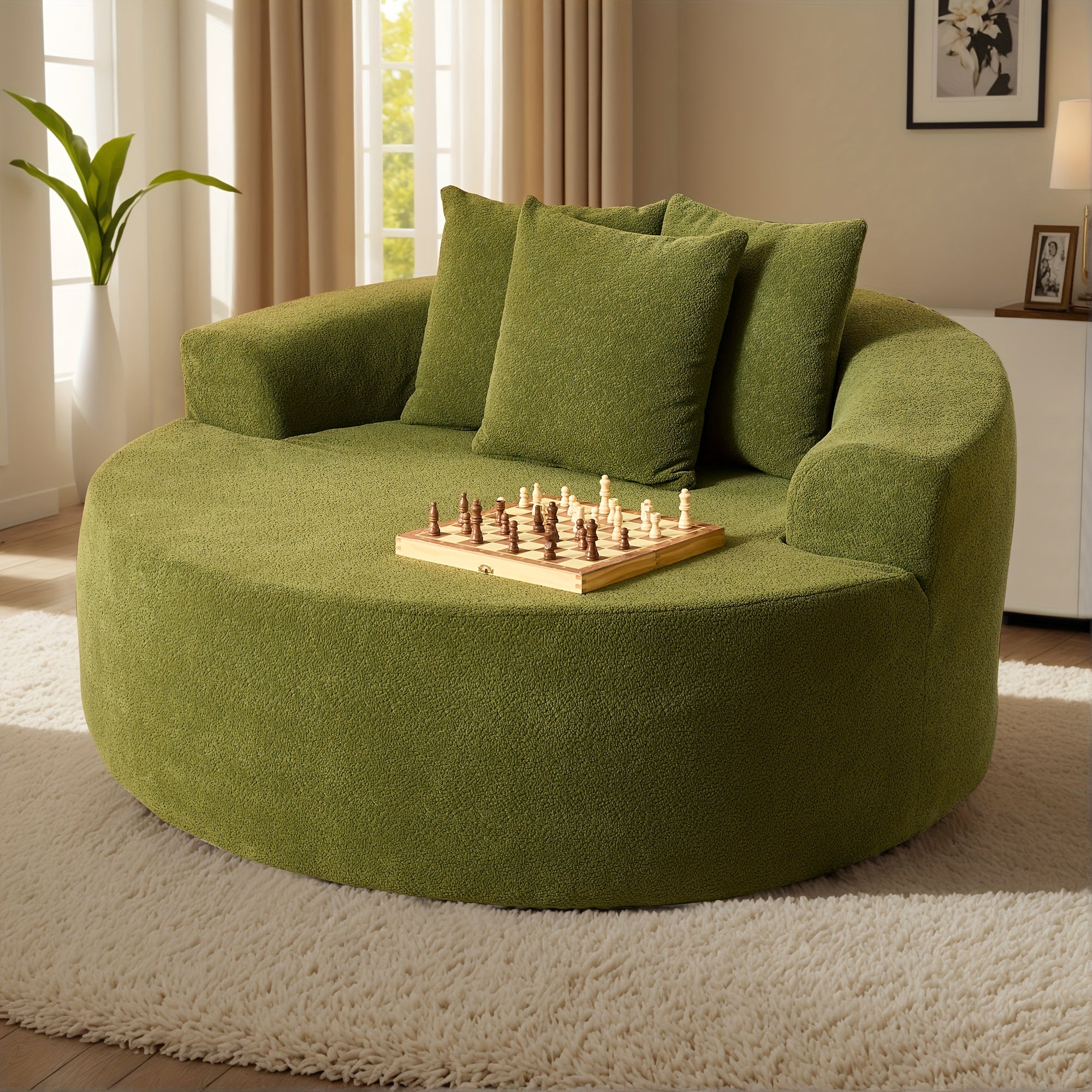 58.28" Wide Oversized Round Chaise Lounge Chair