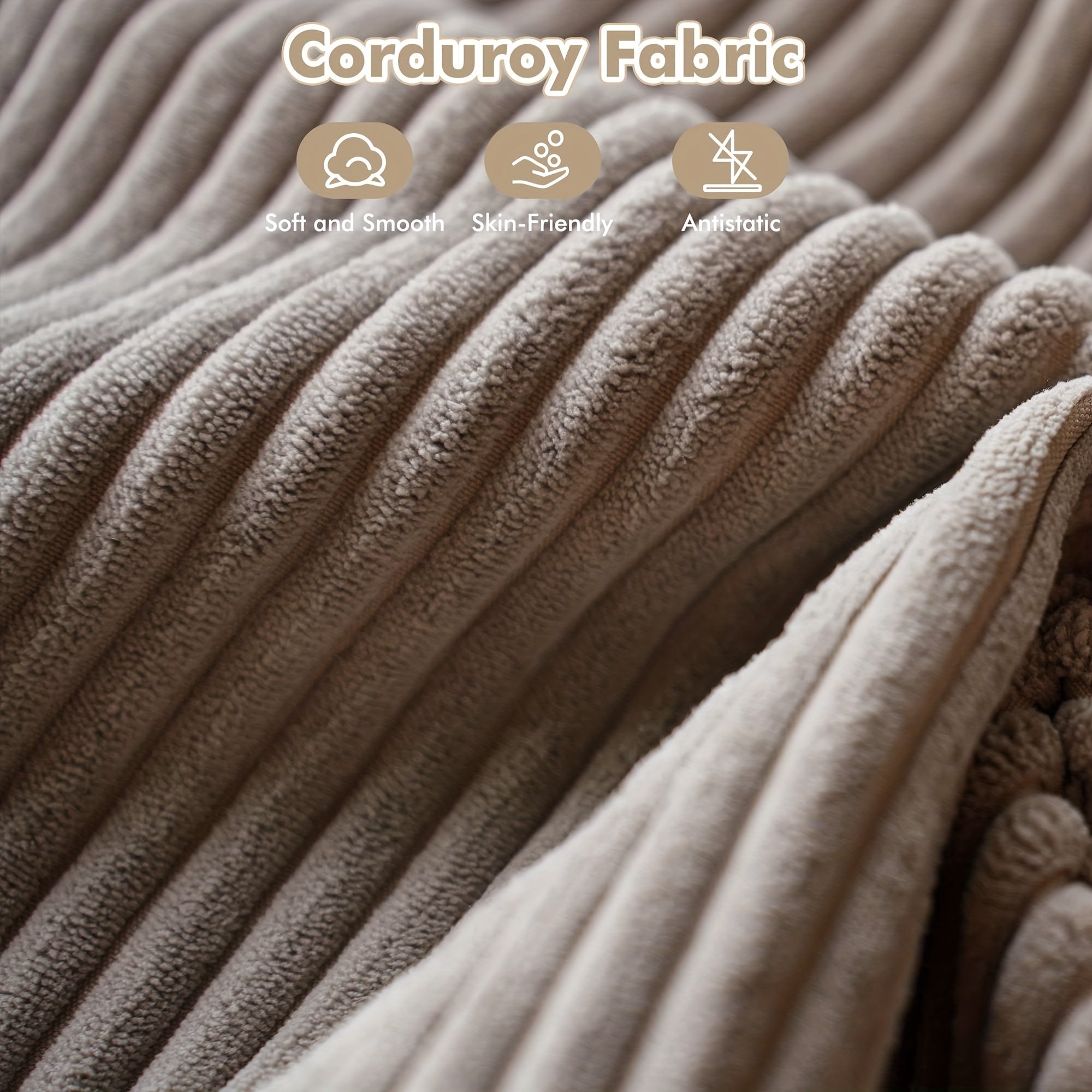 Corduroy Sofa Ottoman with Foam-Filled No Assembly Required