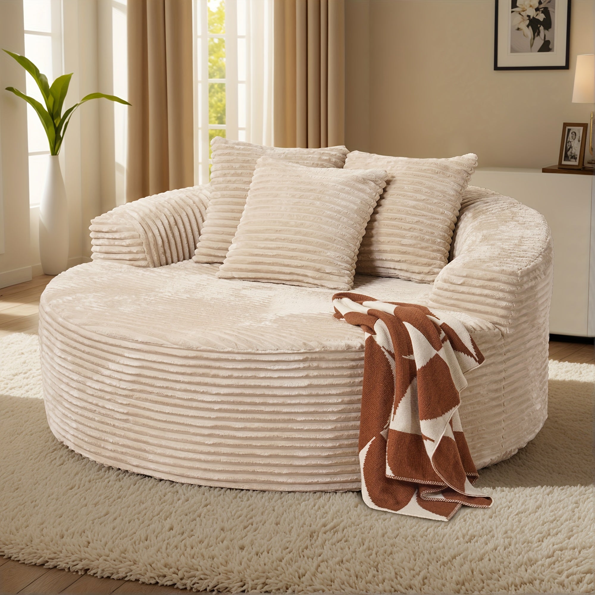 58.28" Wide Oversized Round Chaise Lounge Chair