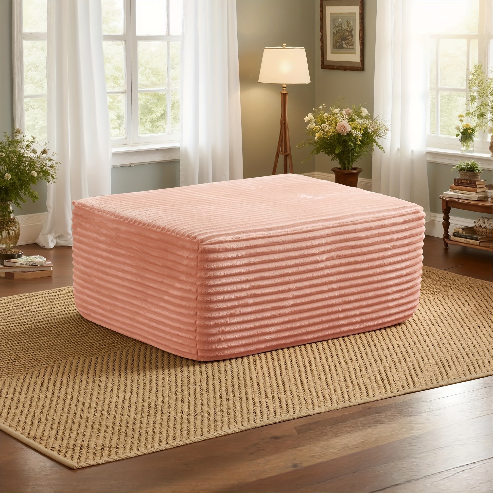 Corduroy Sofa Ottoman with Foam-Filled No Assembly Required