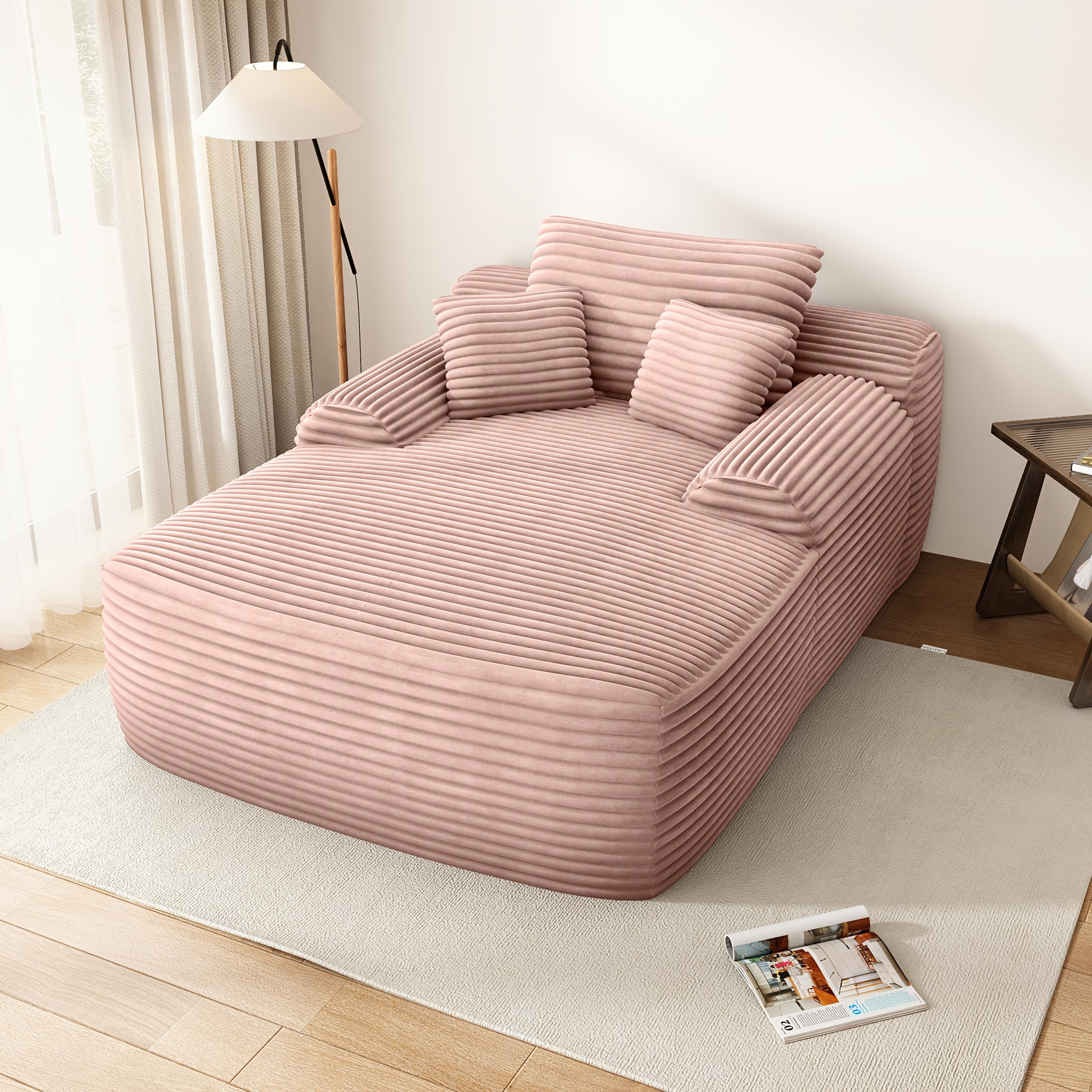 No Assembly Required 47'' Corduroy Indoor Chaise Lounge Chair Upholstered