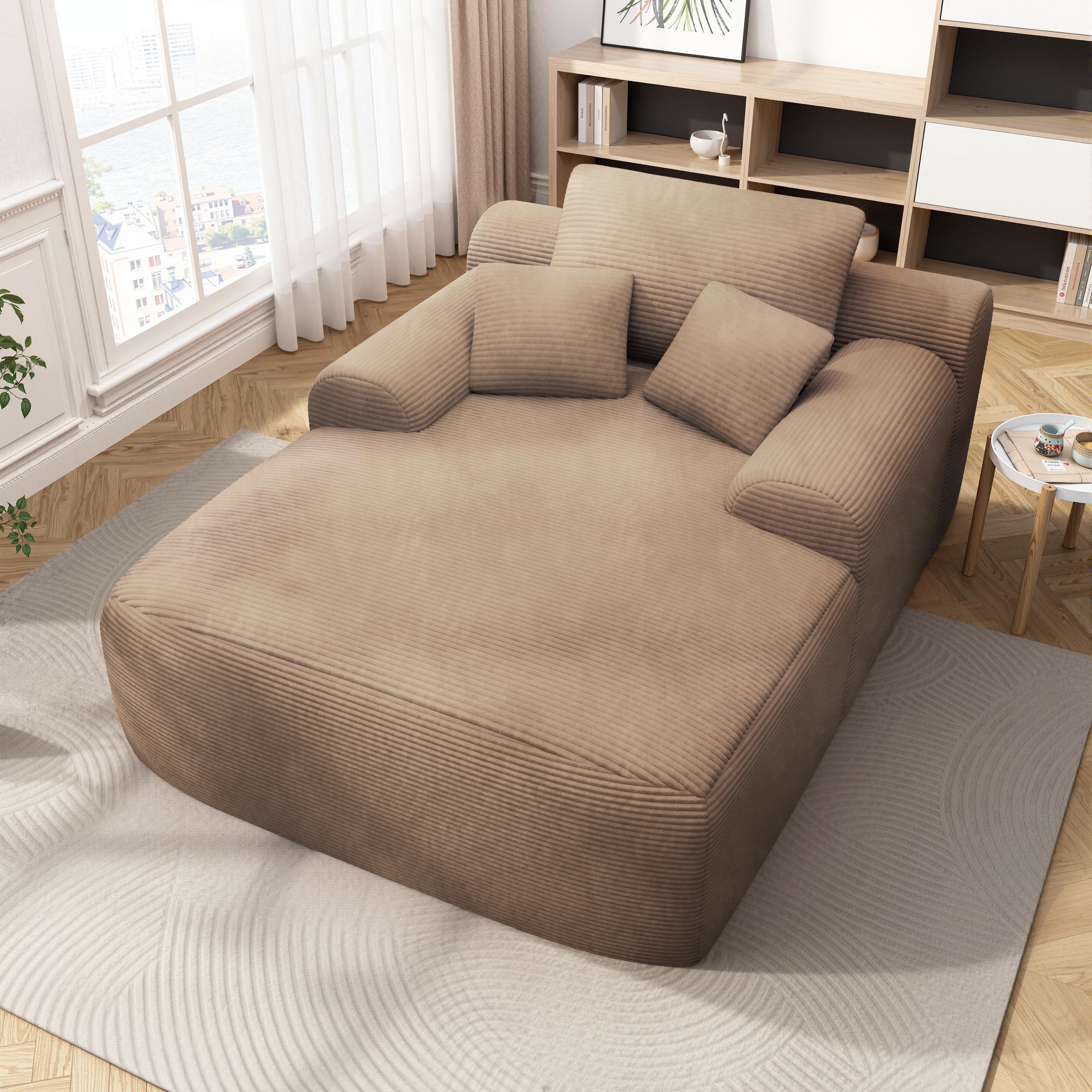 No Assembly Required 47'' Corduroy Indoor Chaise Lounge Chair Upholstered