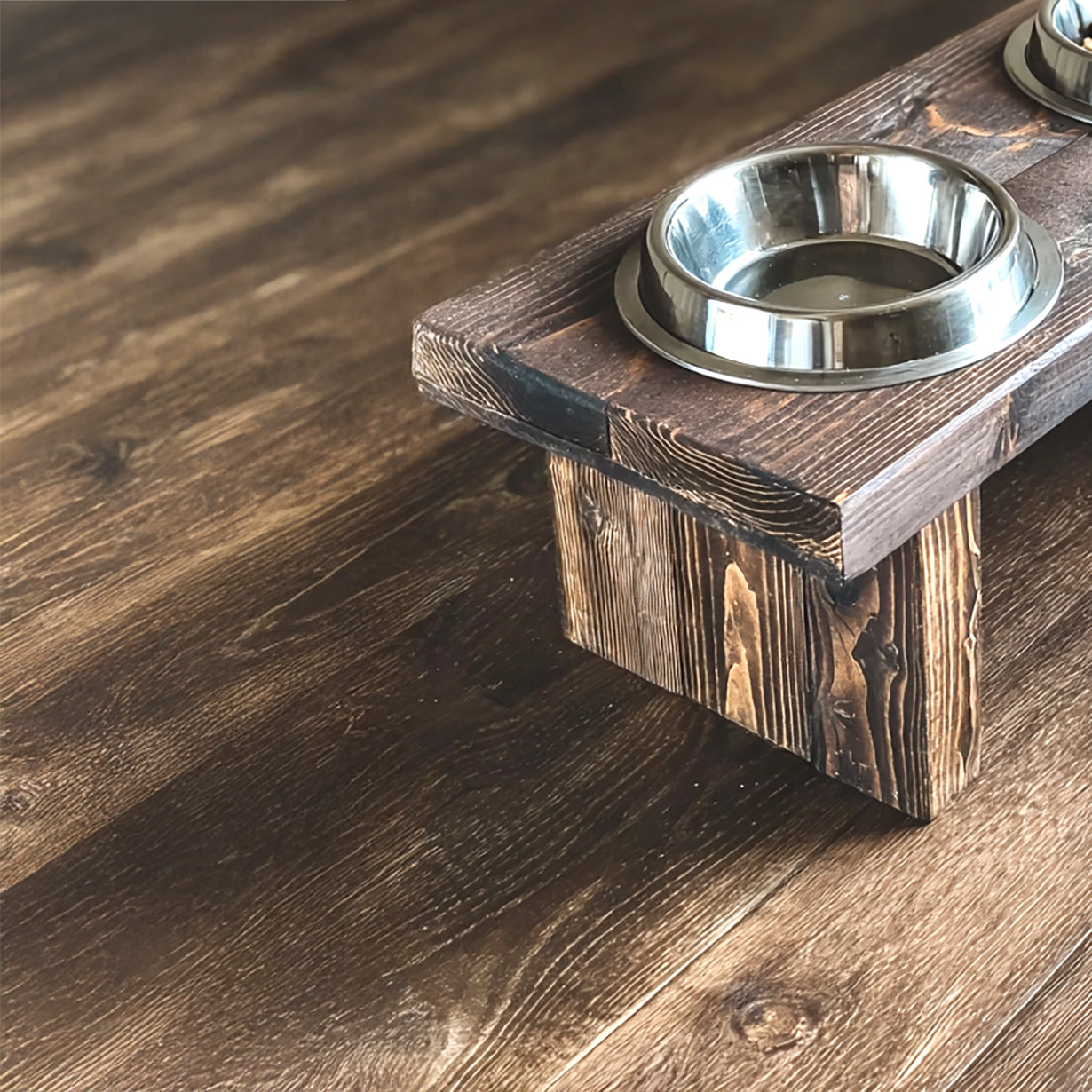 Rustic Wood Pet Feeding Station – Handmade Elevated Dog & Cat Feeder