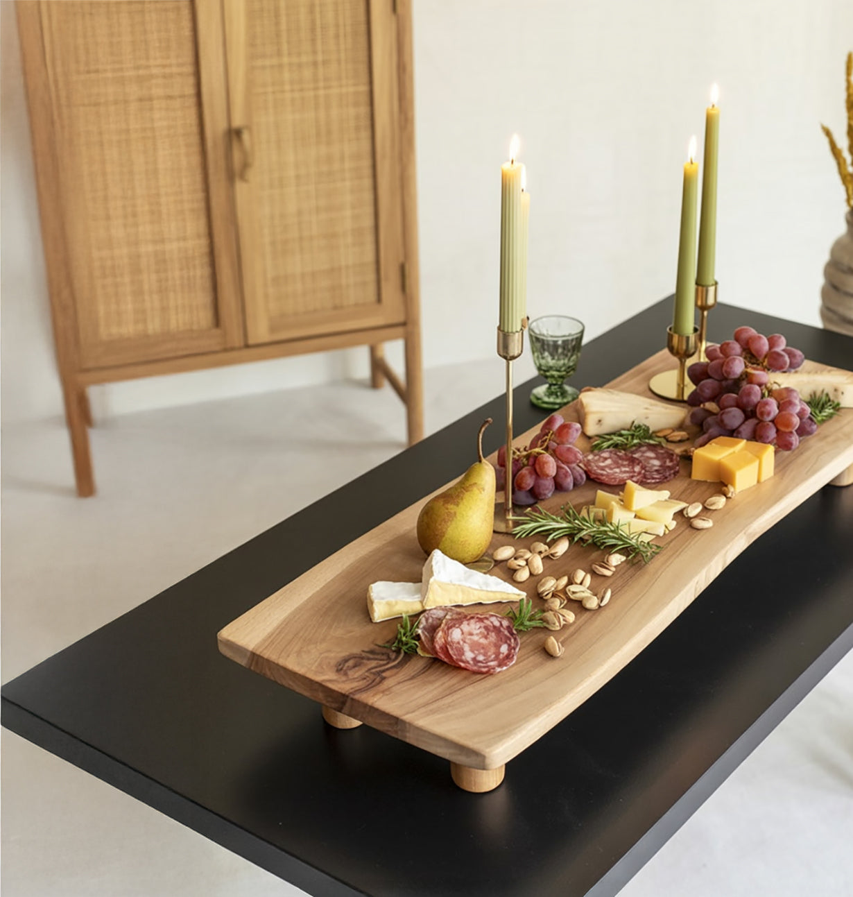 Raised Wood Serving Board – Handmade Charcuterie, Cheese, and Snack Display Tray