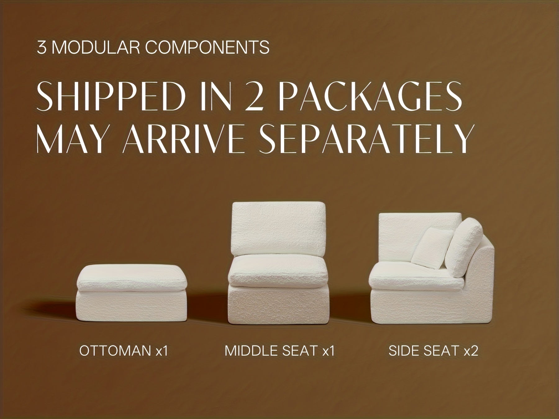 110" Cloud Sectional Boneles Couches for Living Room with Ottoman