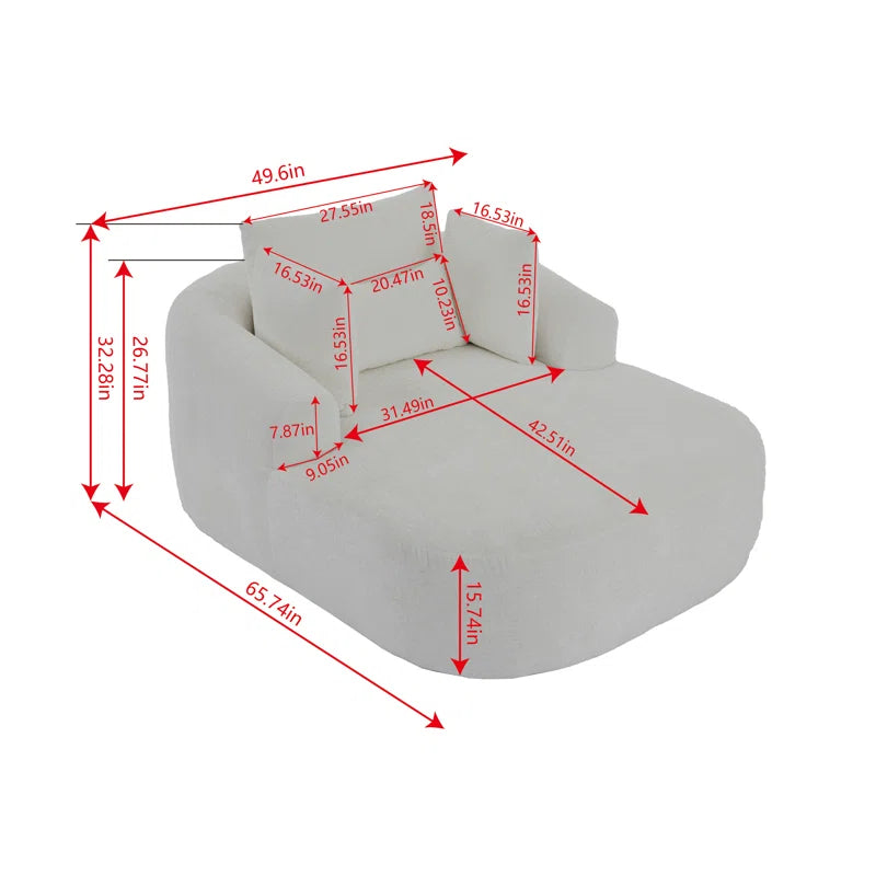 65.7" Oversized Modern Chenille Chaise Lounge Chair