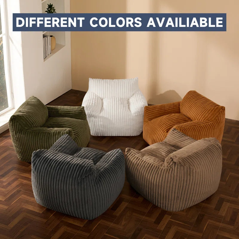 Large Corduroy Bean Bag Chair with Ottoman