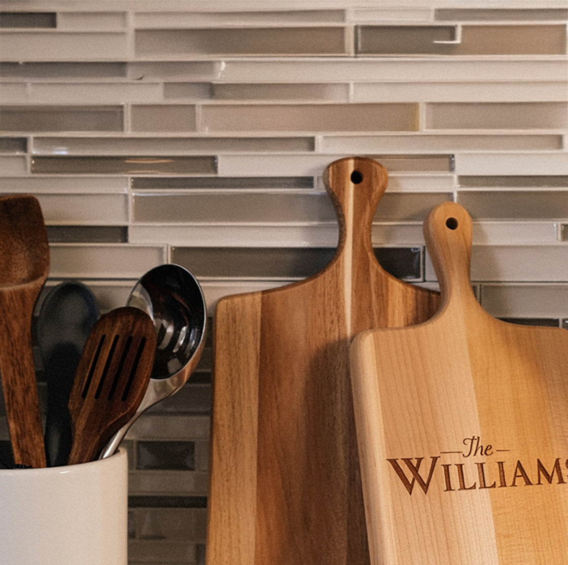 Custom Name Cutting Board – Personalized Wood Serving Board, Wedding & Housewarming Gift