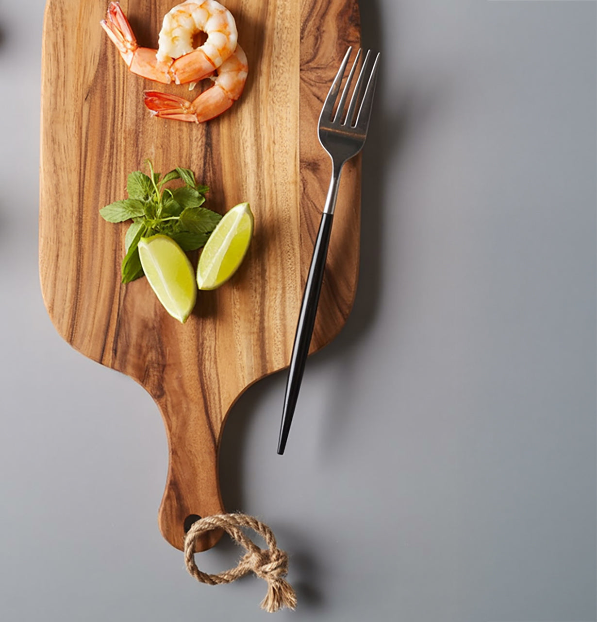 Handcrafted Wooden Cutting Board with Handle & Rope – Rustic Serving Board