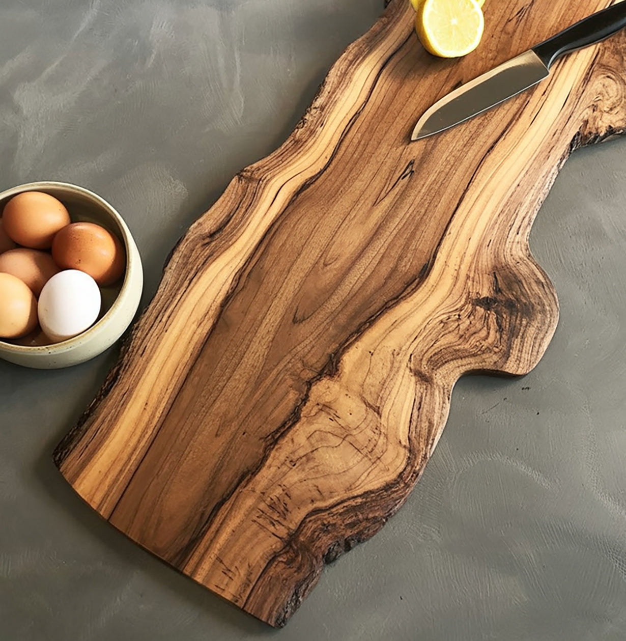 Handcrafted Live Edge Cutting Board – Solid Wood Charcuterie Board with Natural Grain