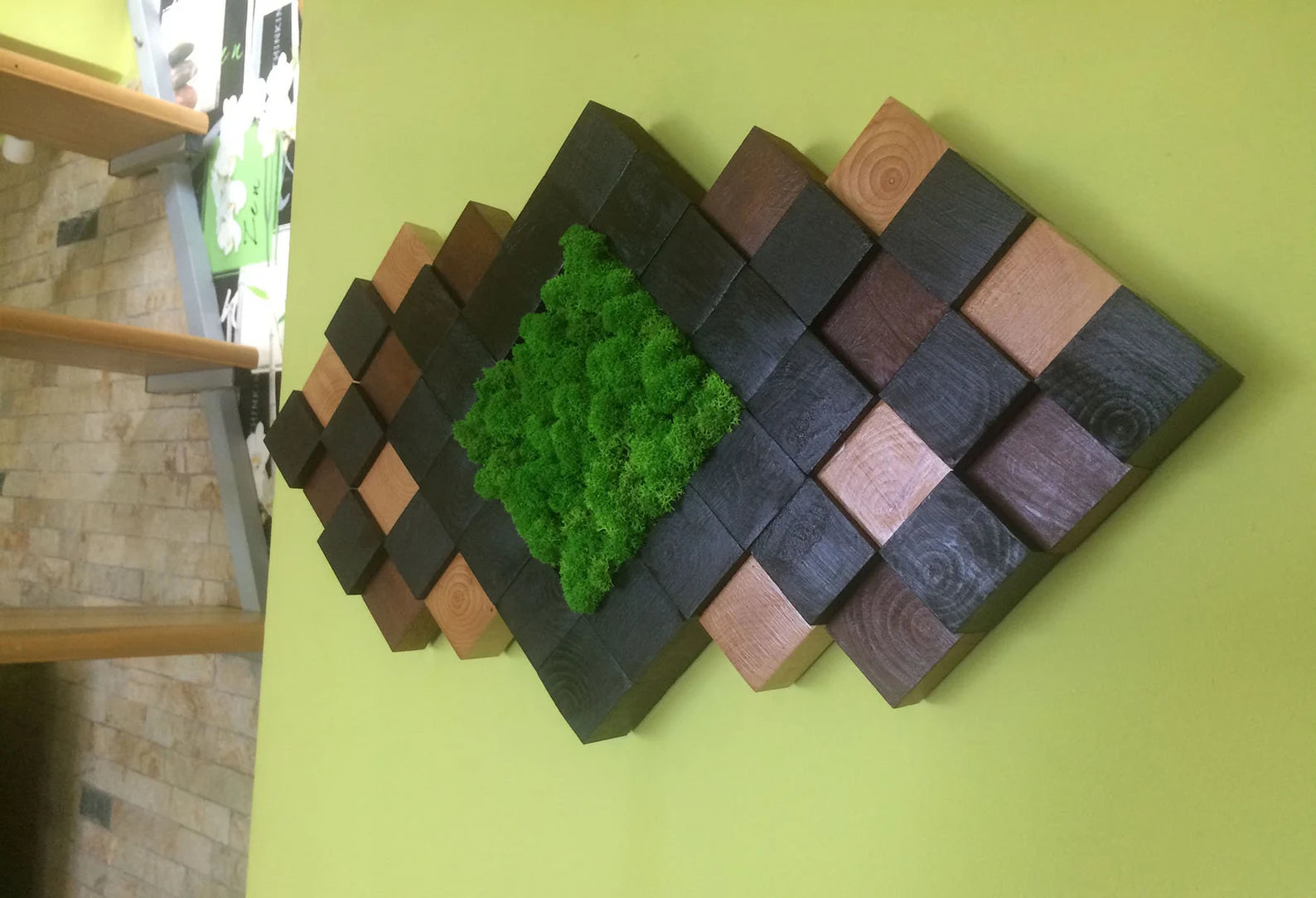 Preserved Moss Wall Art – Handmade Natural Wood Decor | Eco-Friendly Wall Hanging for Home & Office