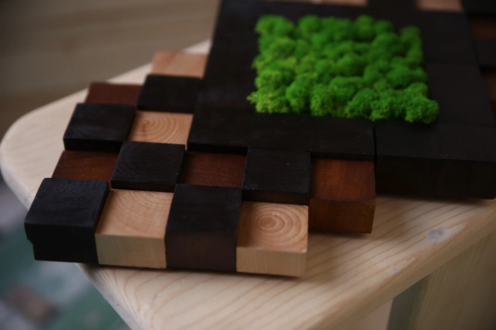 Preserved Moss Wall Art – Handmade Natural Wood Decor | Eco-Friendly Wall Hanging for Home & Office