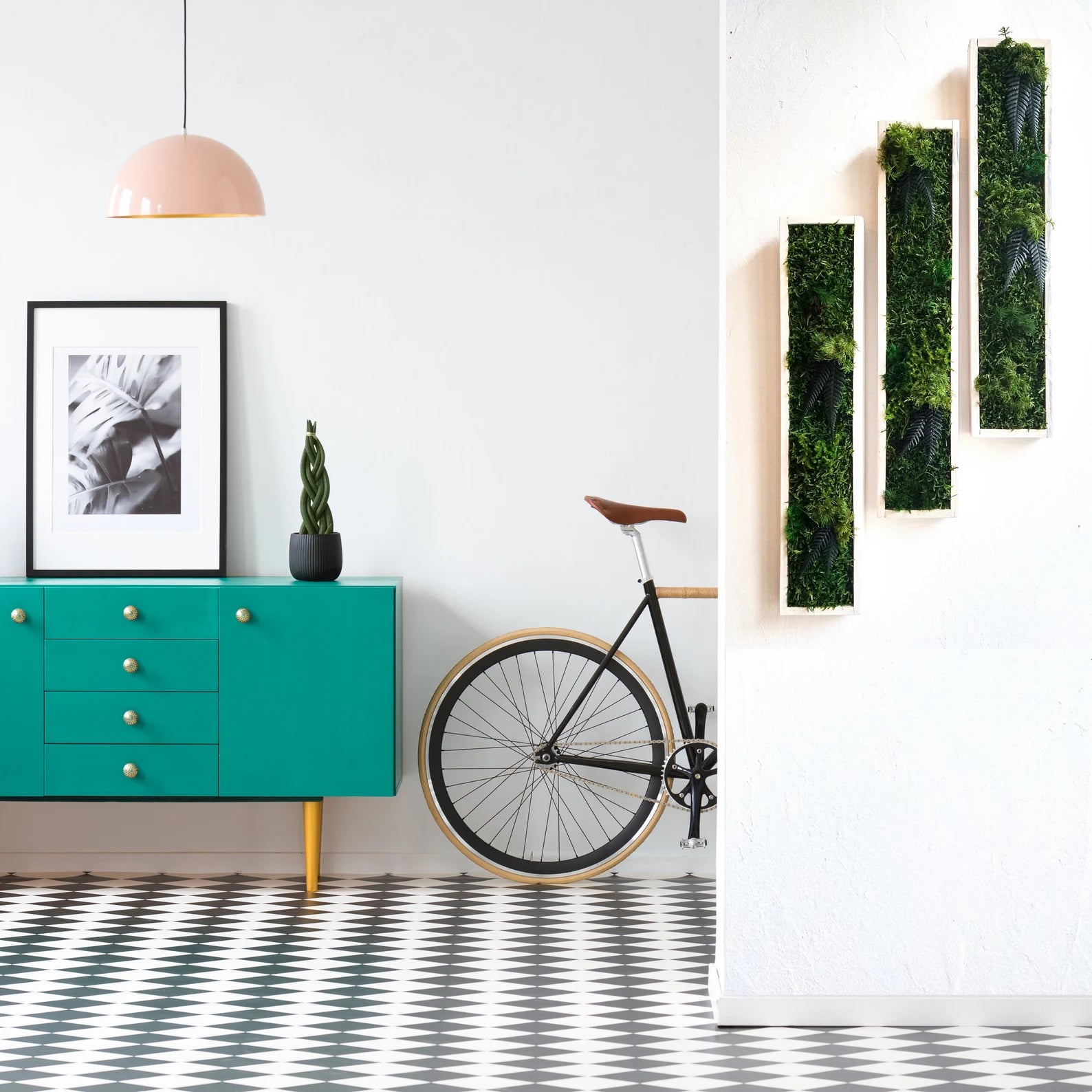 Long Frame Moss Painting – Preserved Green Wall Art | Maintenance-Free Natural Wall Decor