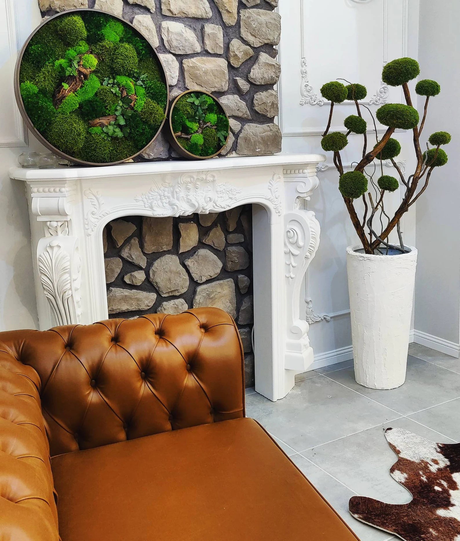 Round Moss Wall Art – Handmade Preserved Green Decor | Eco-Friendly Botanical Accent Frame