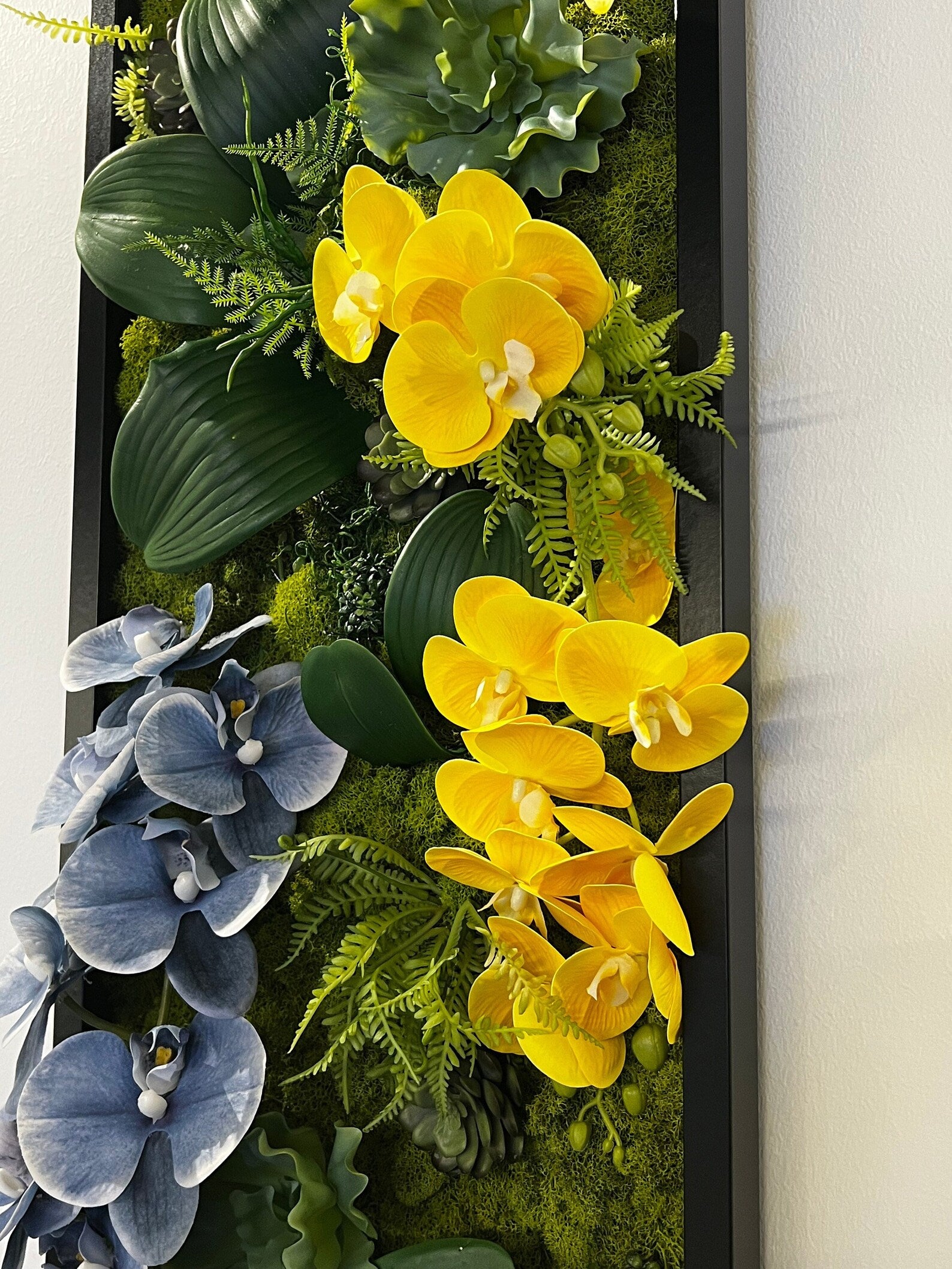 Orchid Moss Wall Art – Large Preserved Moss Decoration | White, Black, Gold Frames
