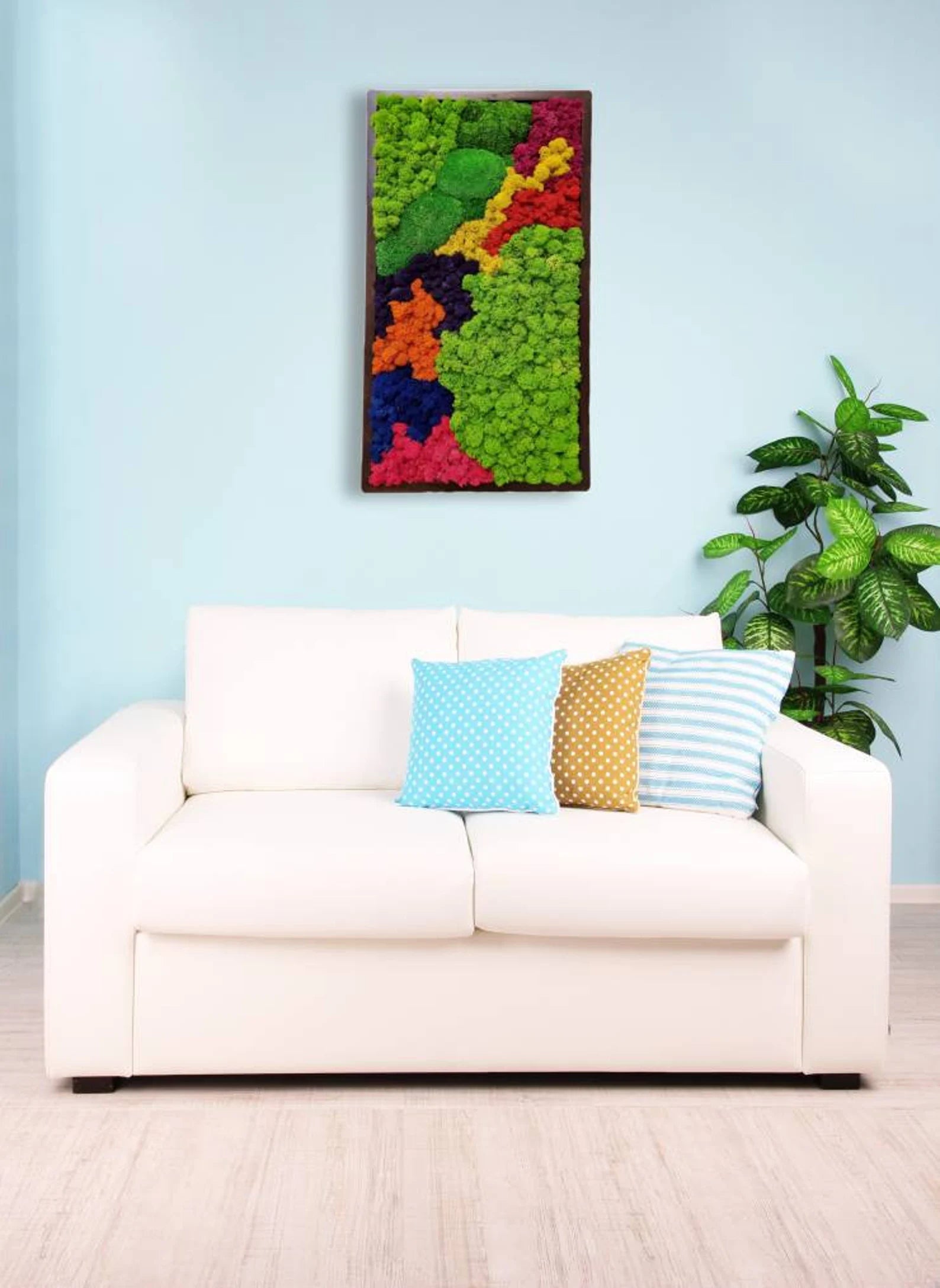 Moss Wall Art – Preserved Moss Frame – Green Wall Nature Room Decor