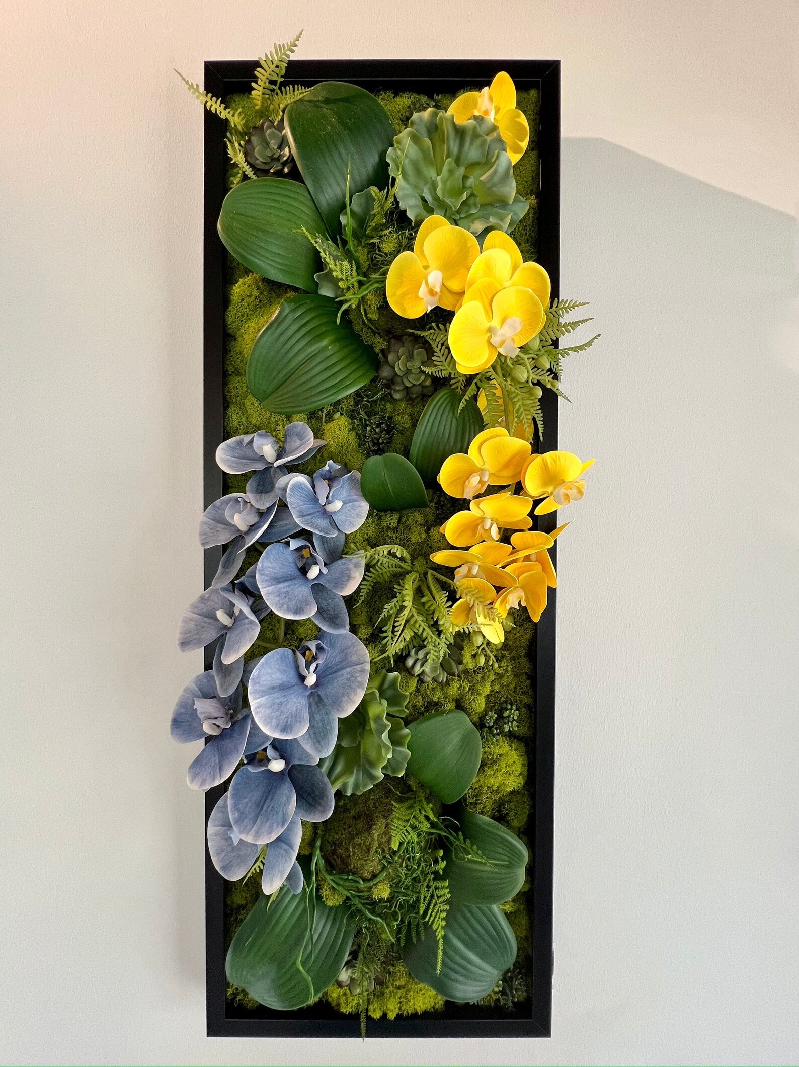 Orchid Moss Wall Art – Large Preserved Moss Decoration | White, Black, Gold Frames