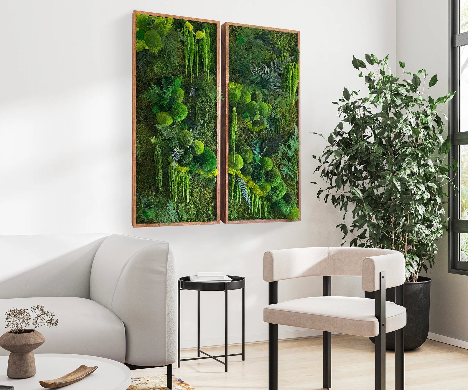 Moss Wall Art – Large Preserved Green Moss Panel, Modern Living Wall Plant Decor for Home or Office