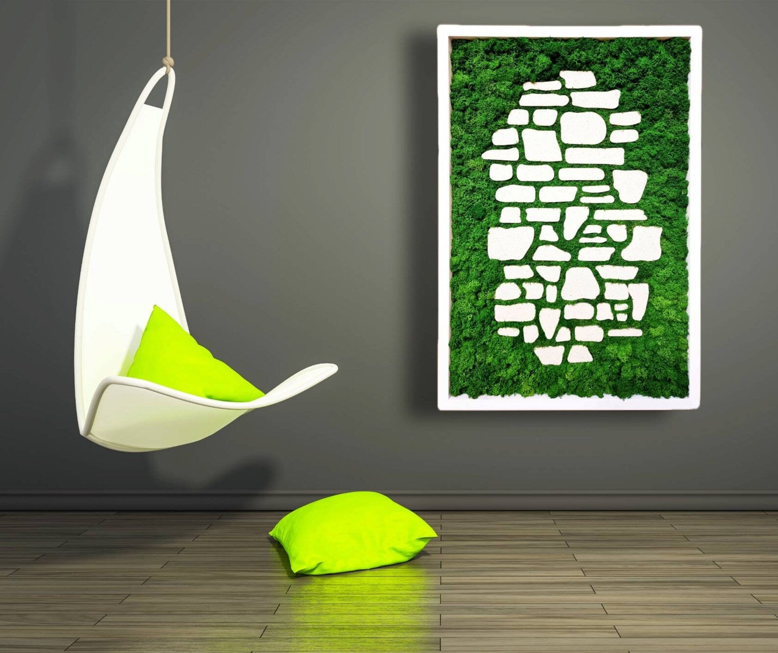 Biophilic Moss Wall Art – Handmade Preserved Green Nature Home Decoration