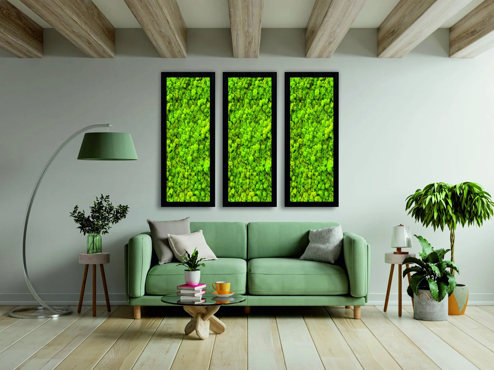 Rectangle Moss Wall Art – Preserved Green Reindeer Moss Frame | Single or Set of 6 Wall Decor