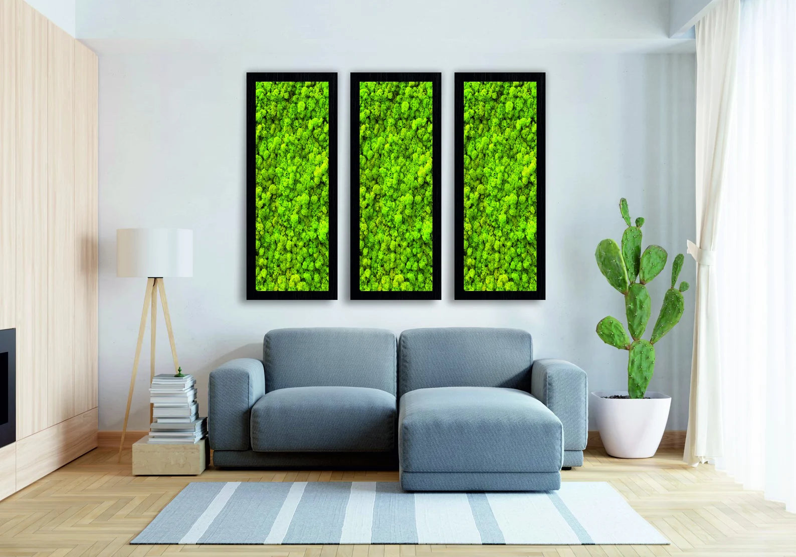 Rectangle Moss Wall Art – Preserved Green Reindeer Moss Frame | Single or Set of 6 Wall Decor