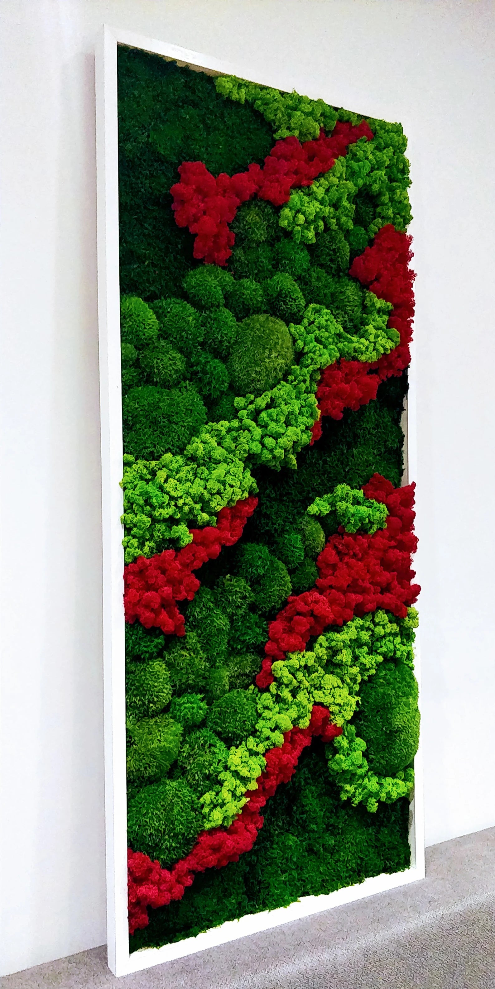 Living Wall Art | Moss Frame | Preserved Red & Green Moss Vertical Garden Decor