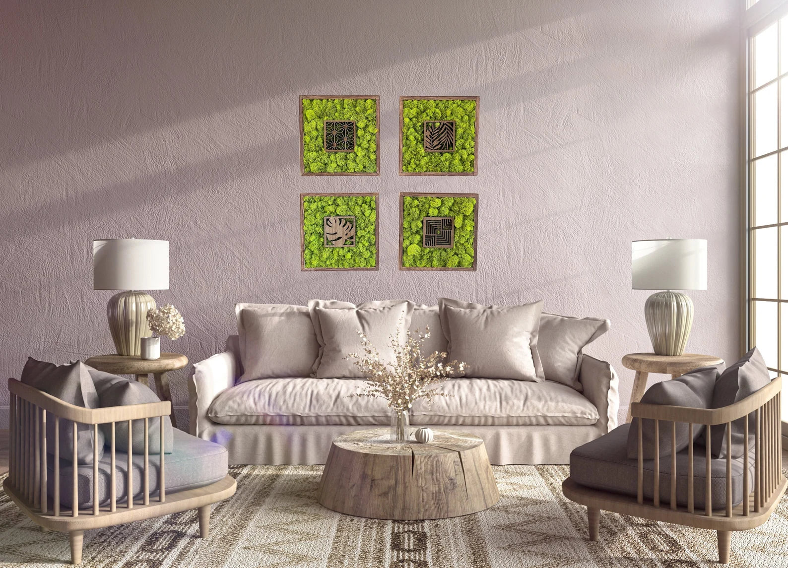 Moss Wall Art – Preserved Moss Art with Natural Wood Frame