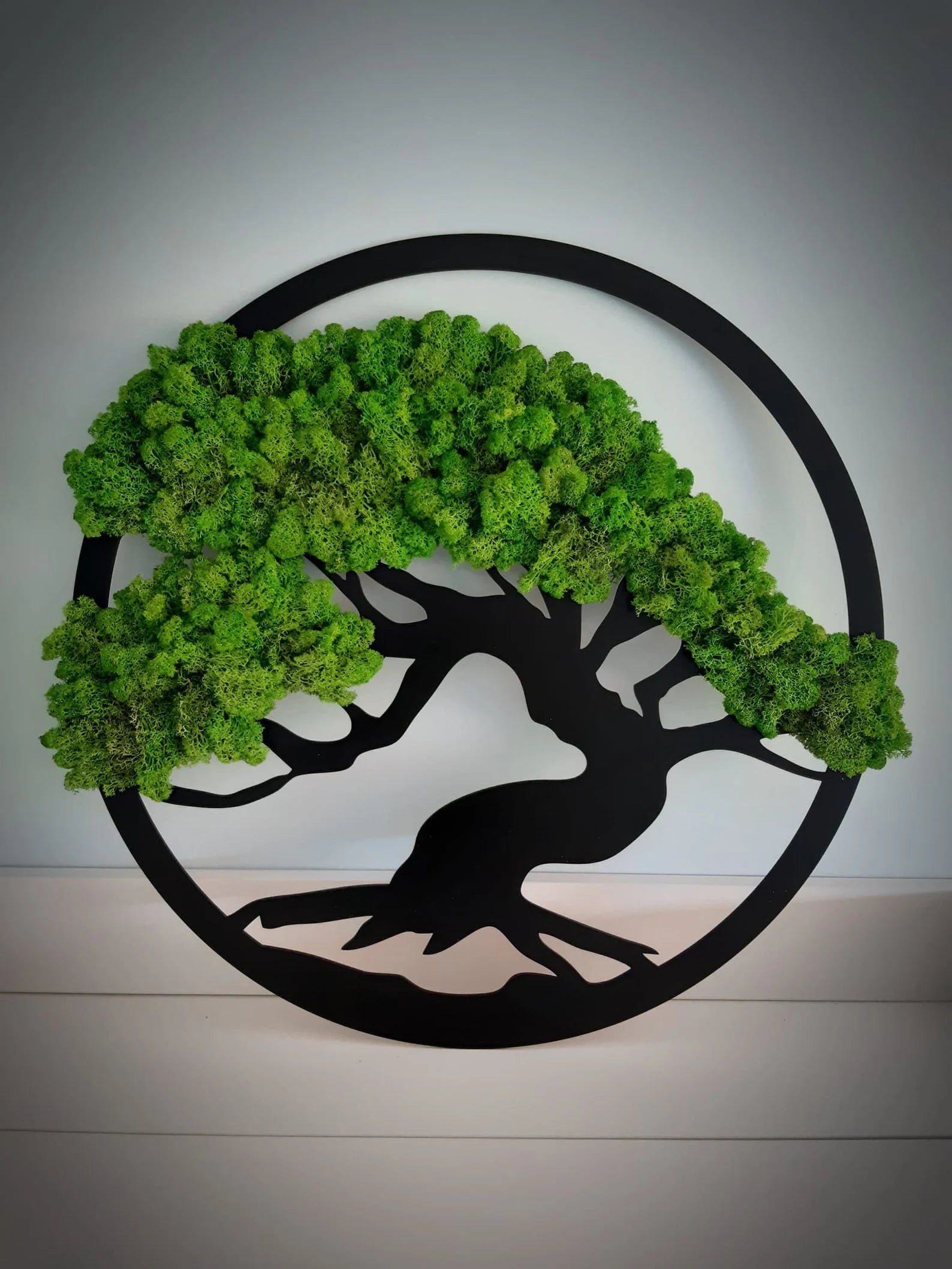 Tree of Life Moss Wall Art – Large Green Wall Decoration with Natural Reindeer Moss