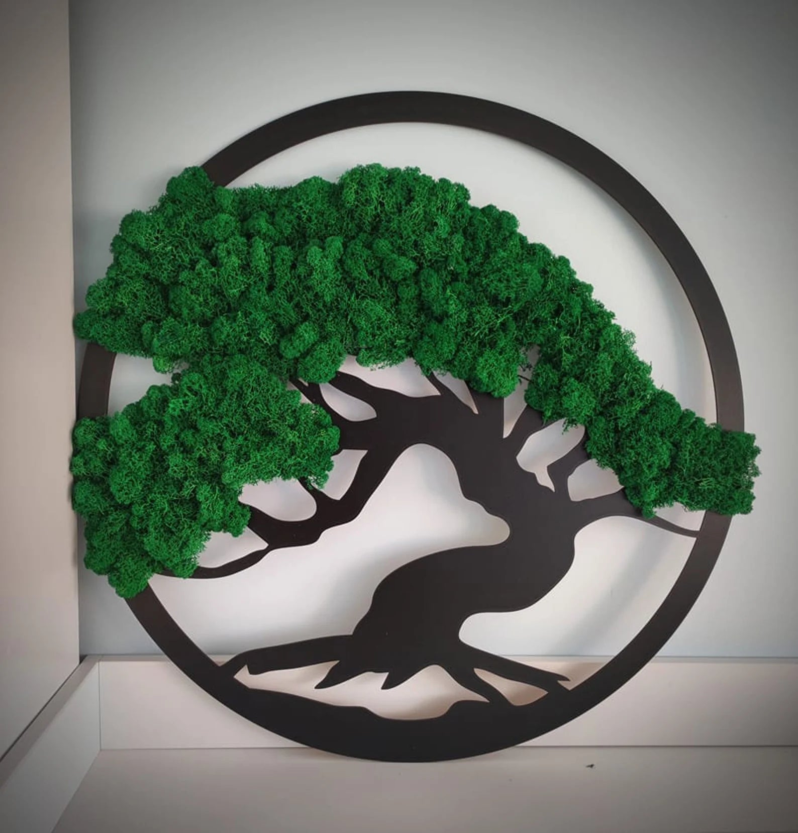 Tree of Life Moss Wall Art – Large Green Wall Decoration with Natural Reindeer Moss