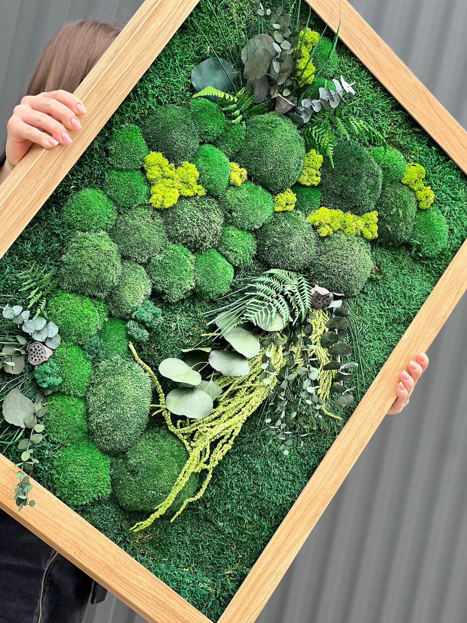 Moss Wall Art – Preserved Stabilized Moss in Wooden Frame for Home Decor