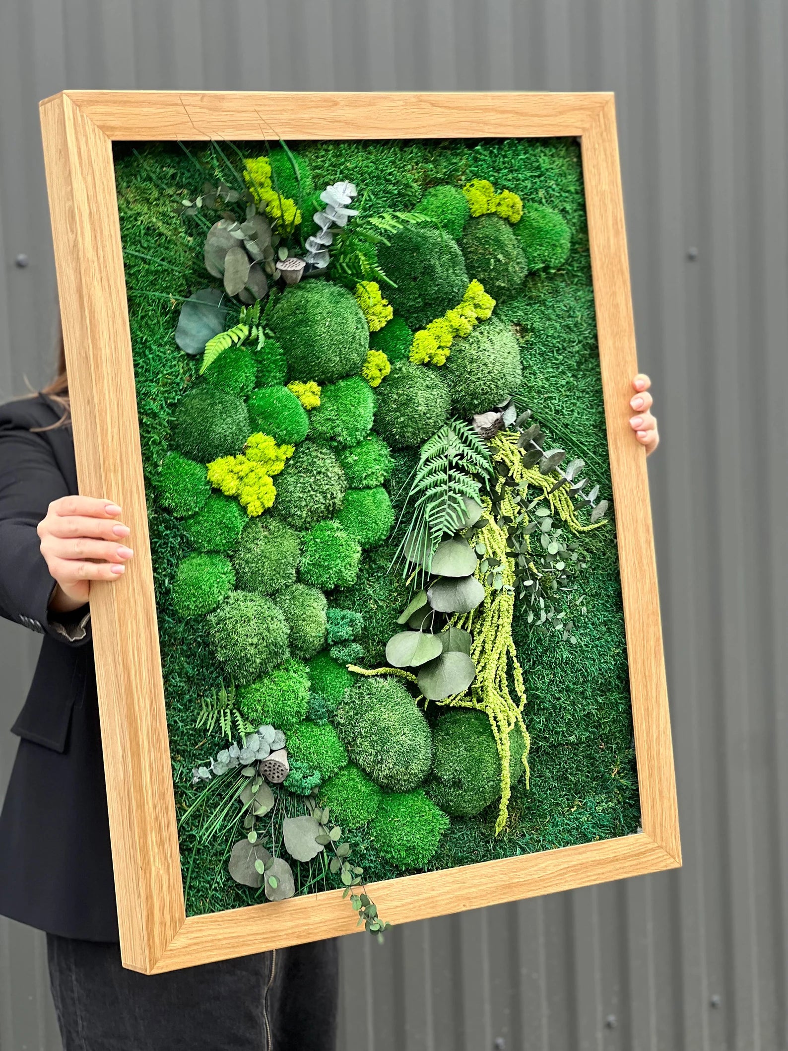 Moss Wall Art – Preserved Stabilized Moss in Wooden Frame for Home Decor