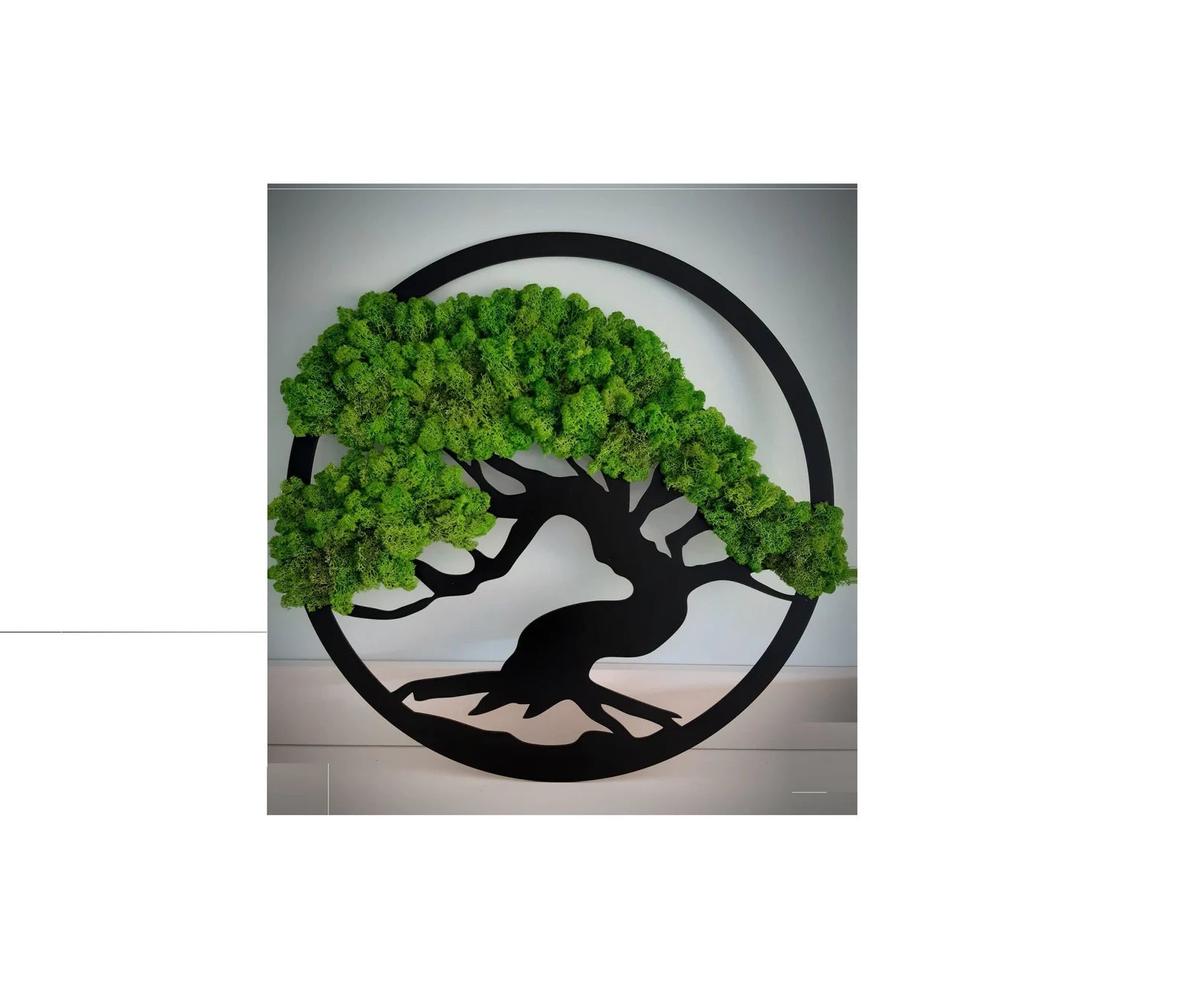 Tree of Life Moss Wall Art – Large Green Wall Decoration with Natural Reindeer Moss