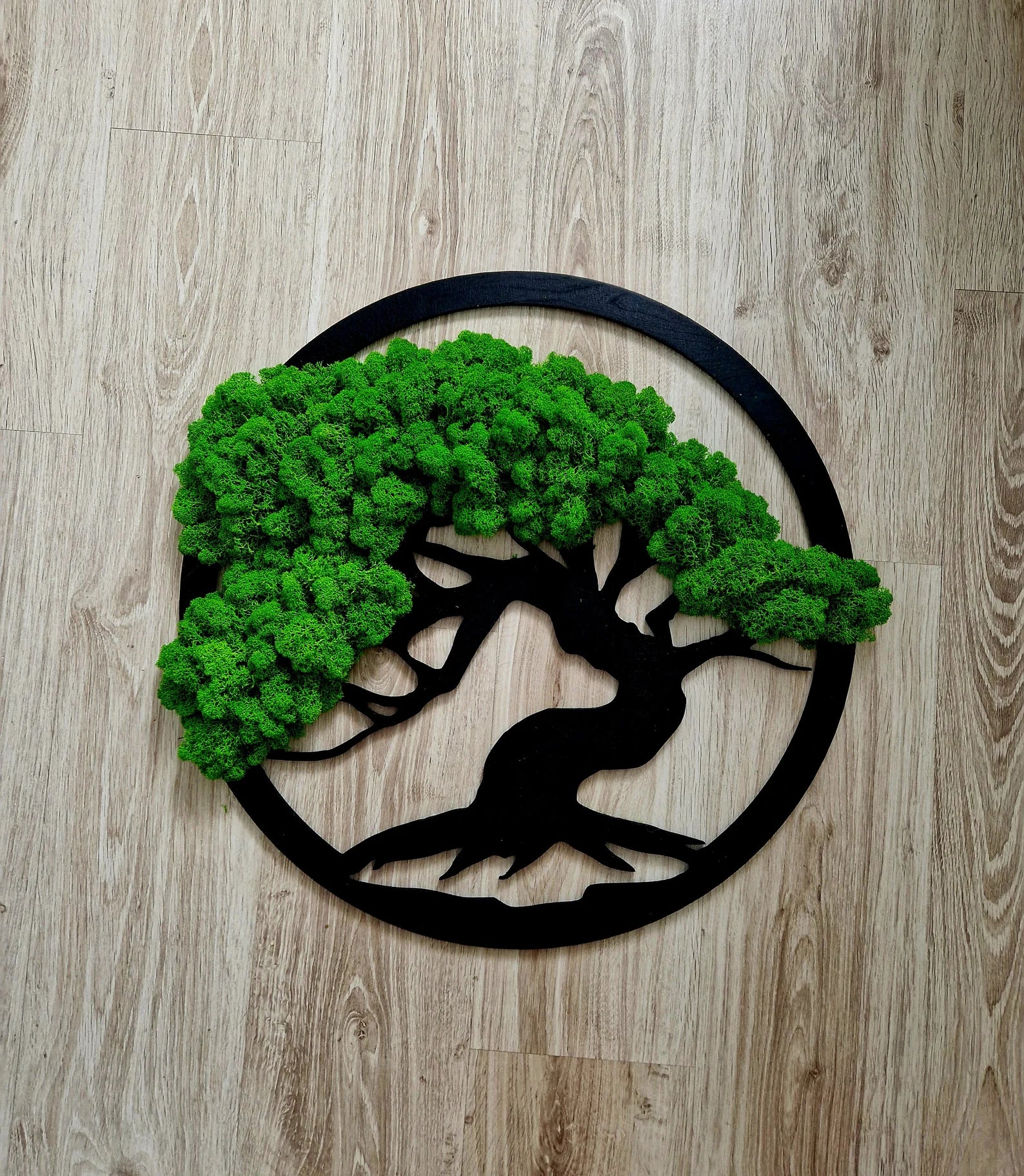 Tree of Life Moss Wall Art – Large Green Wall Decoration with Natural Reindeer Moss