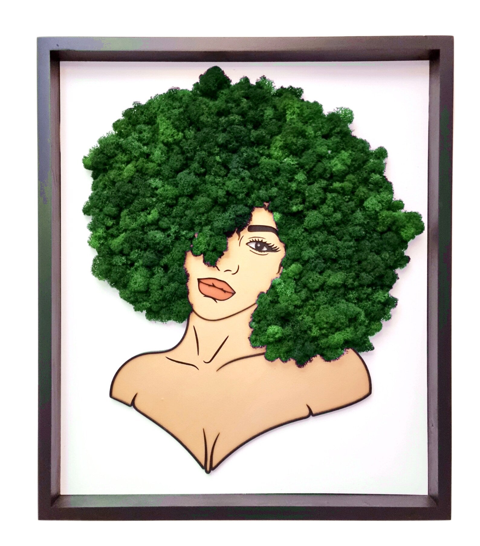 Handmade Moss Wall Art – Preserved Green Wall Decor with Wooden Frame