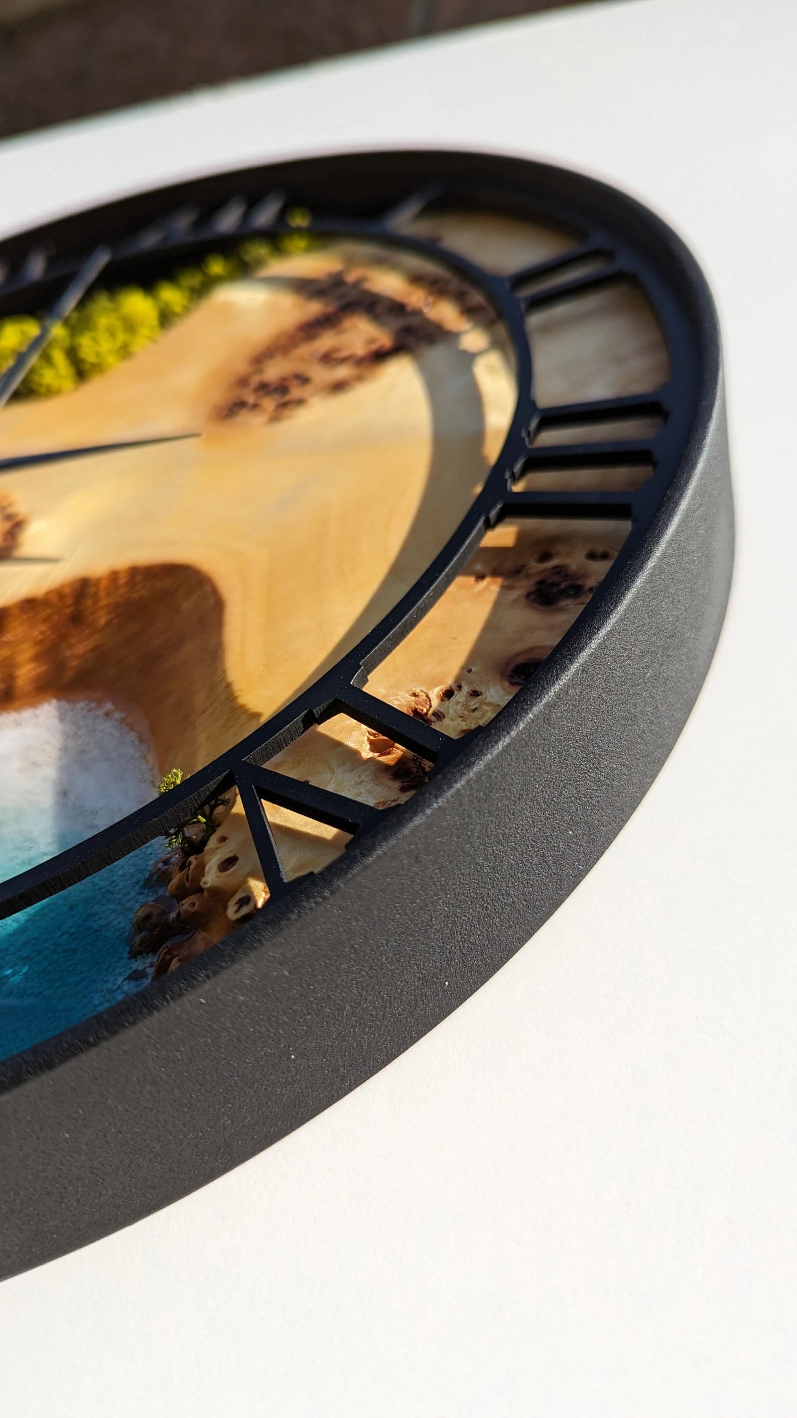 Moss Wood Wall Clock – Handmade Wooden & Metal Clock, Epoxy Resin Design, Preserved Stabilized Moss Wall Art