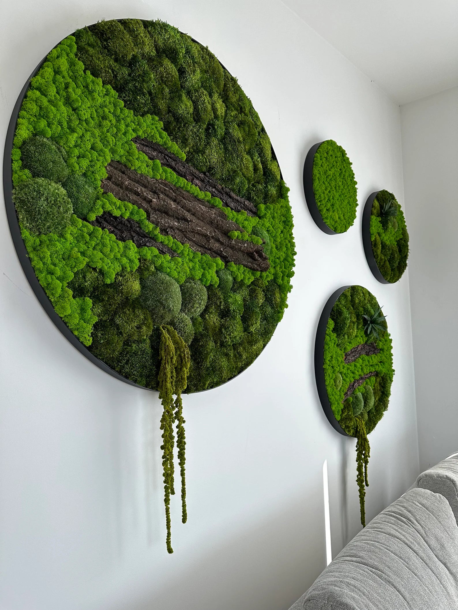 Set of 4 Moss Pictures – Preserved Moss Wall Art | Green Moss Frames for Modern Home & Office Decor