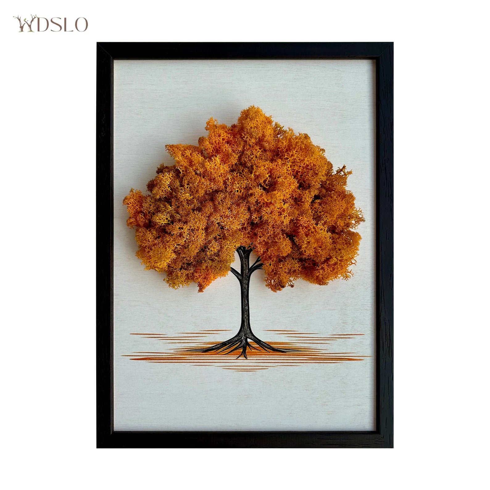 Preserved Moss Sakura Wall Art – Framed Reindeer Moss Picture, Unique Natural Home Décor Accent, Handmade Gift Idea, WDSLO