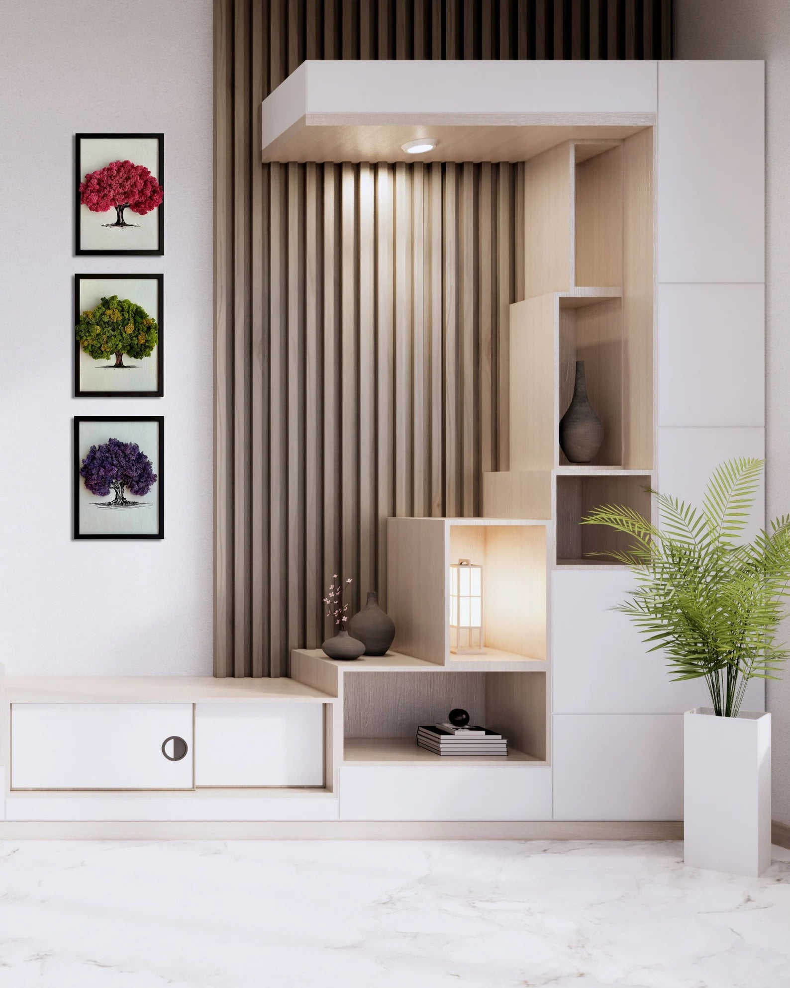 Preserved Moss Sakura Wall Art – Framed Reindeer Moss Picture, Unique Natural Home Décor Accent, Handmade Gift Idea, WDSLO