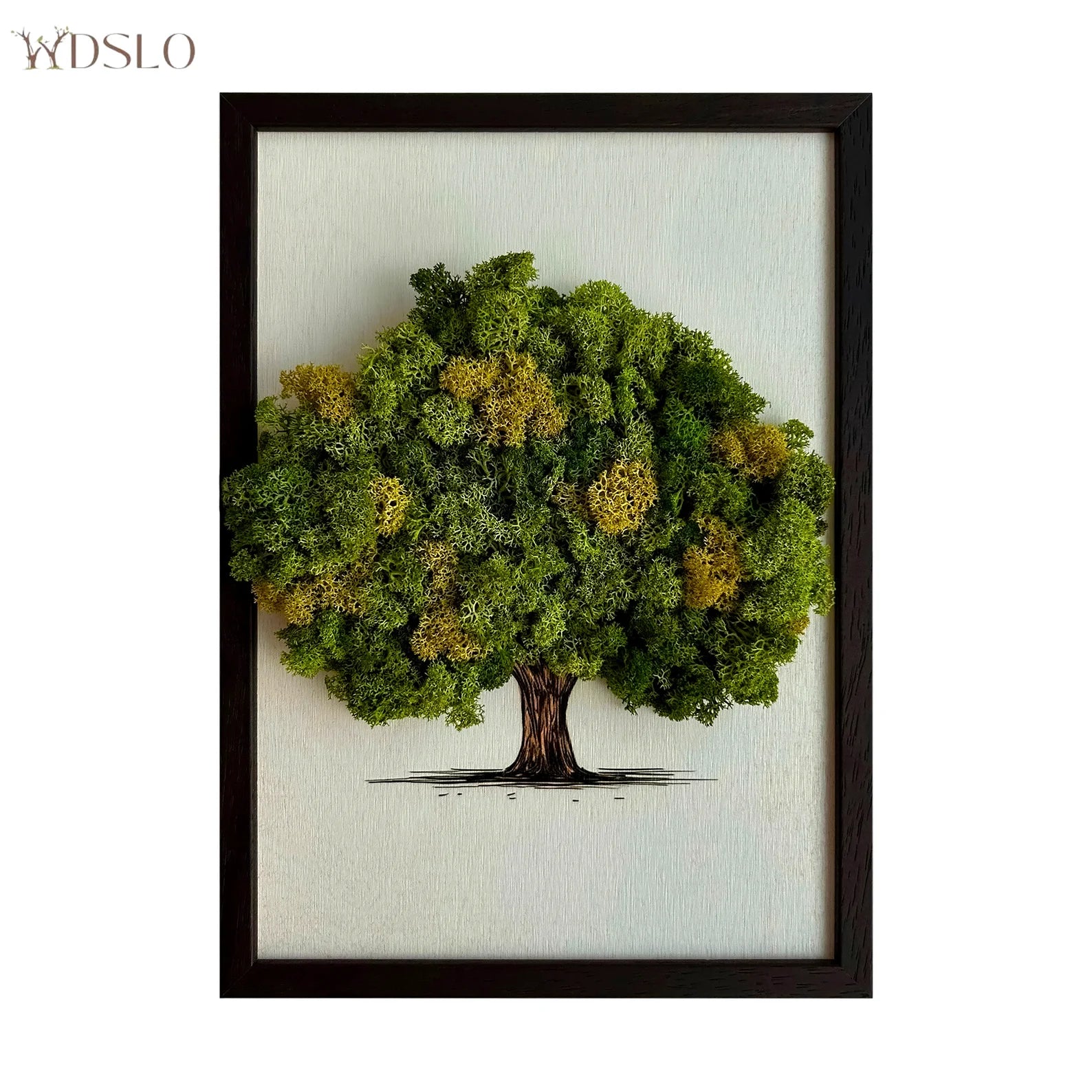 Preserved Moss Sakura Wall Art – Framed Reindeer Moss Picture, Unique Natural Home Décor Accent, Handmade Gift Idea, WDSLO