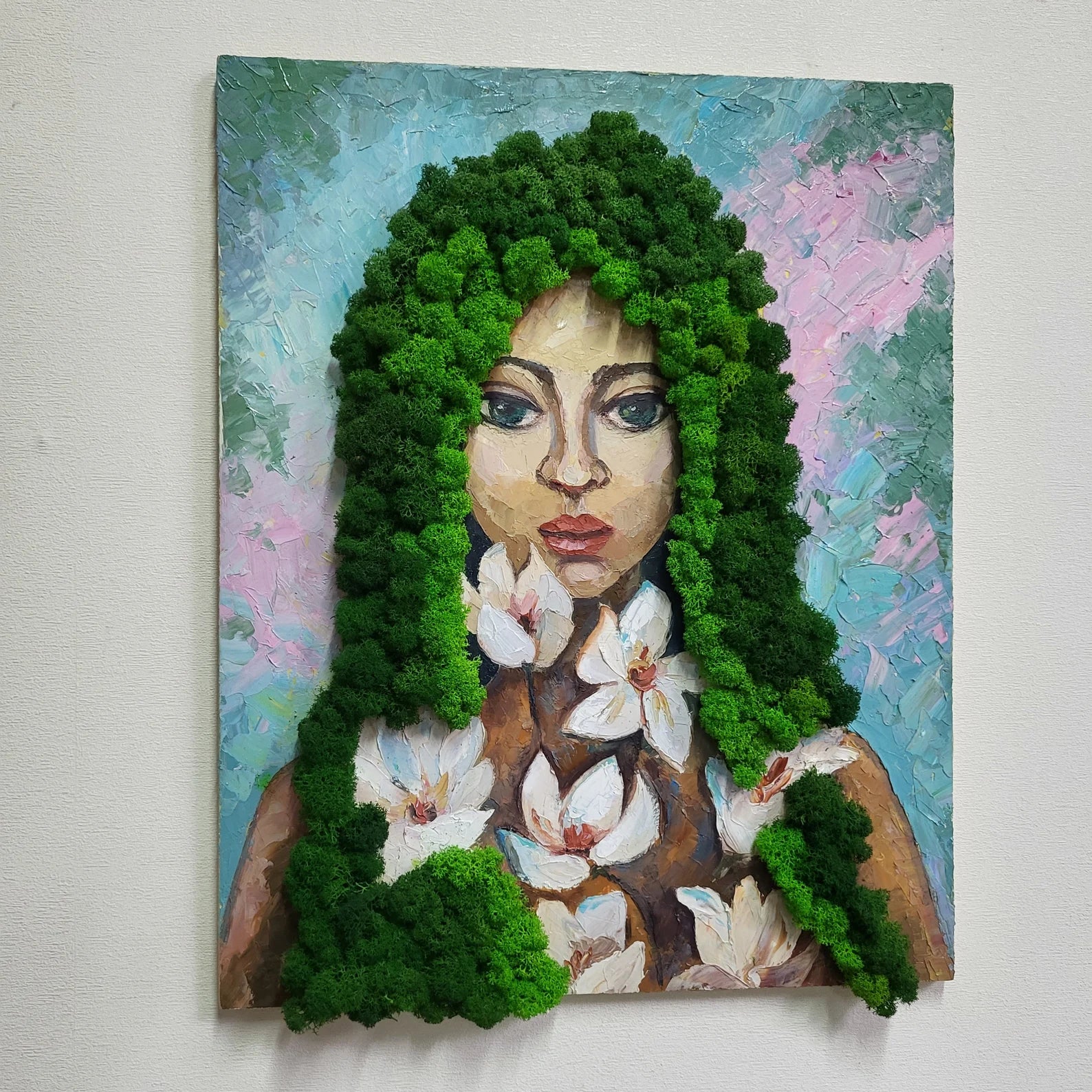 Oil Portrait with Scandinavian Reindeer Moss – Moss Wall Art